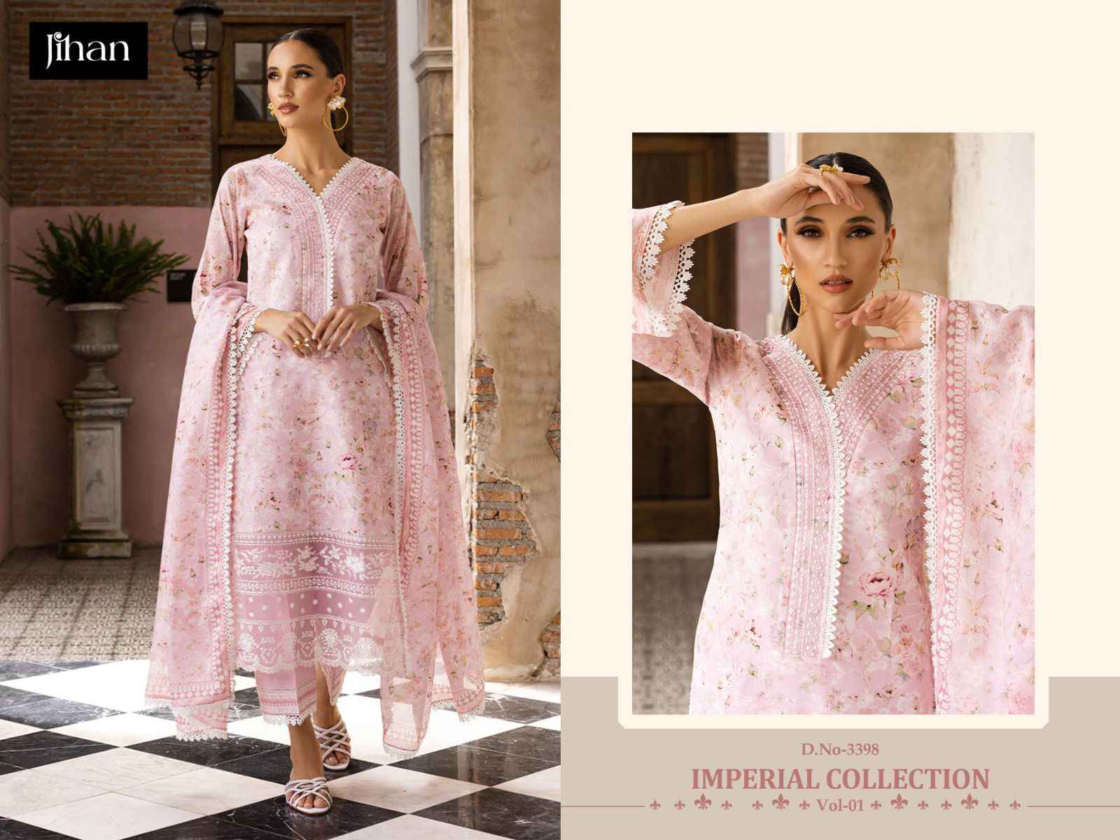 Jihan Imperial Lawn Collection Vol-1 Cotton Dress Material 3 Pc Catalouge