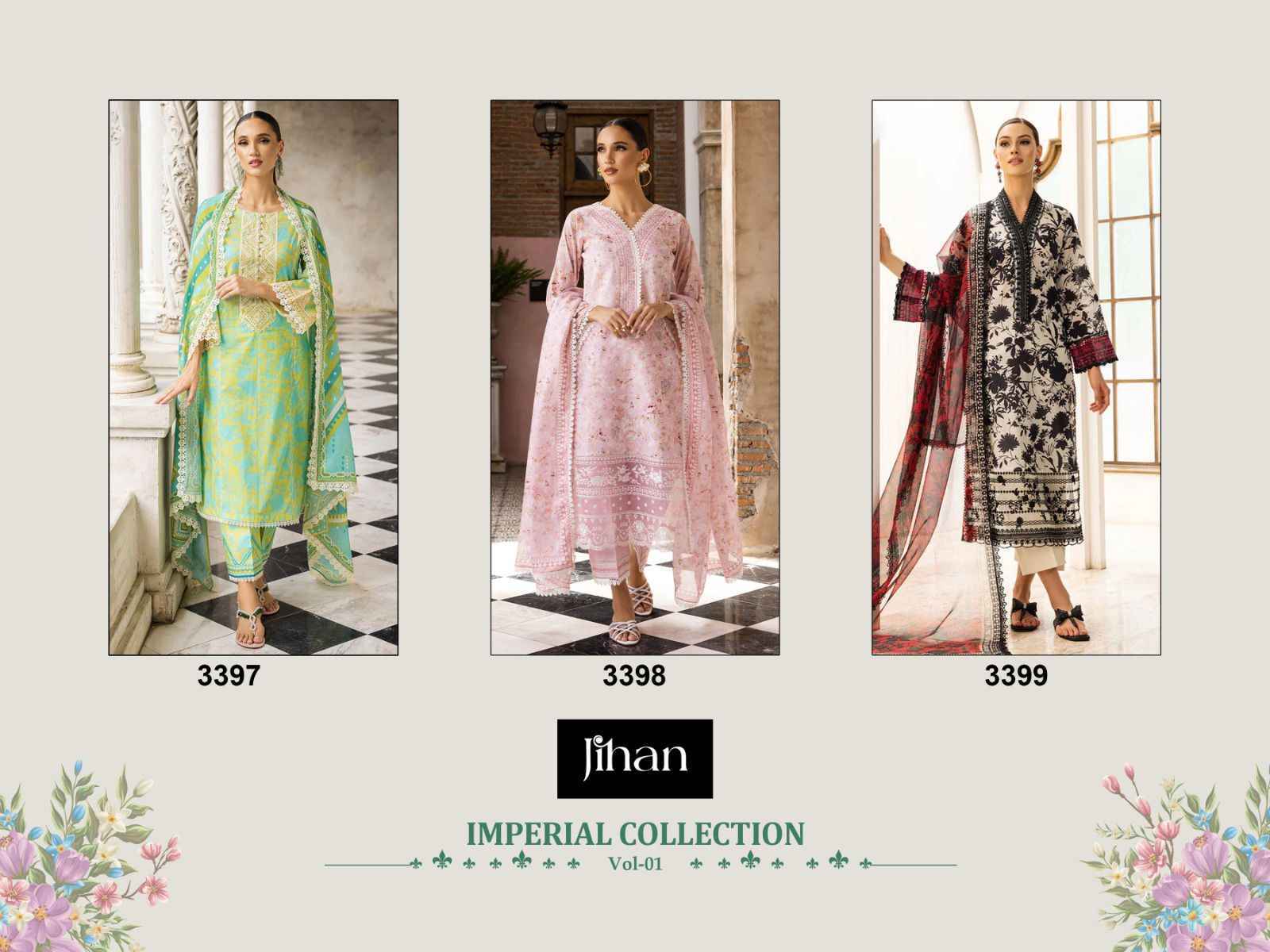 Jihan Imperial Lawn Collection Vol-1 Cotton Dress Material 3 Pc Catalouge