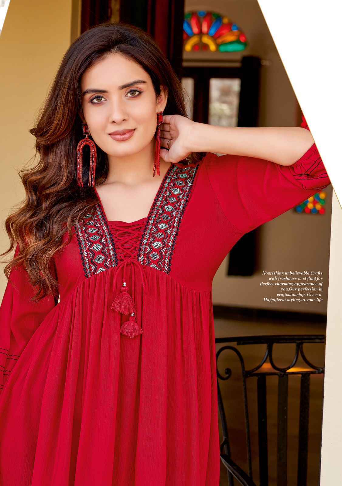 Kadlee Centuri Rayon Embroidery Short Top 6 pcs Cataloge