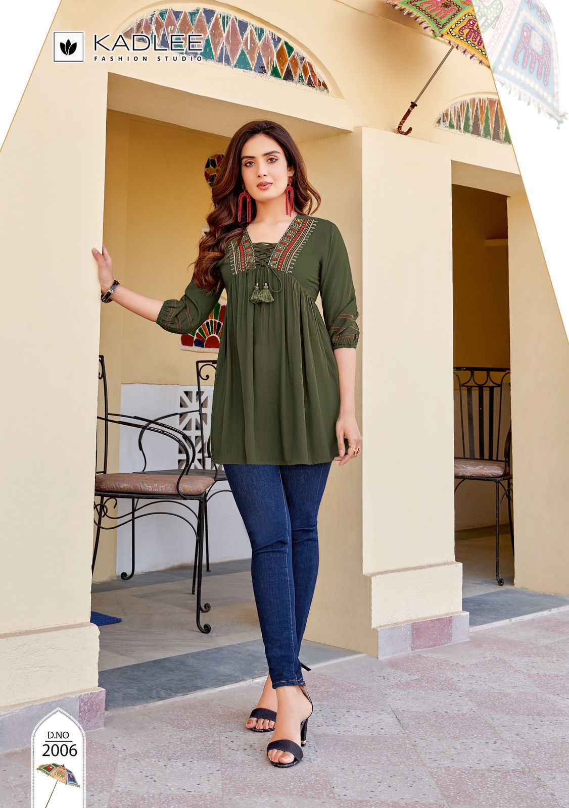 Kadlee Centuri Rayon Embroidery Short Top 6 pcs Cataloge