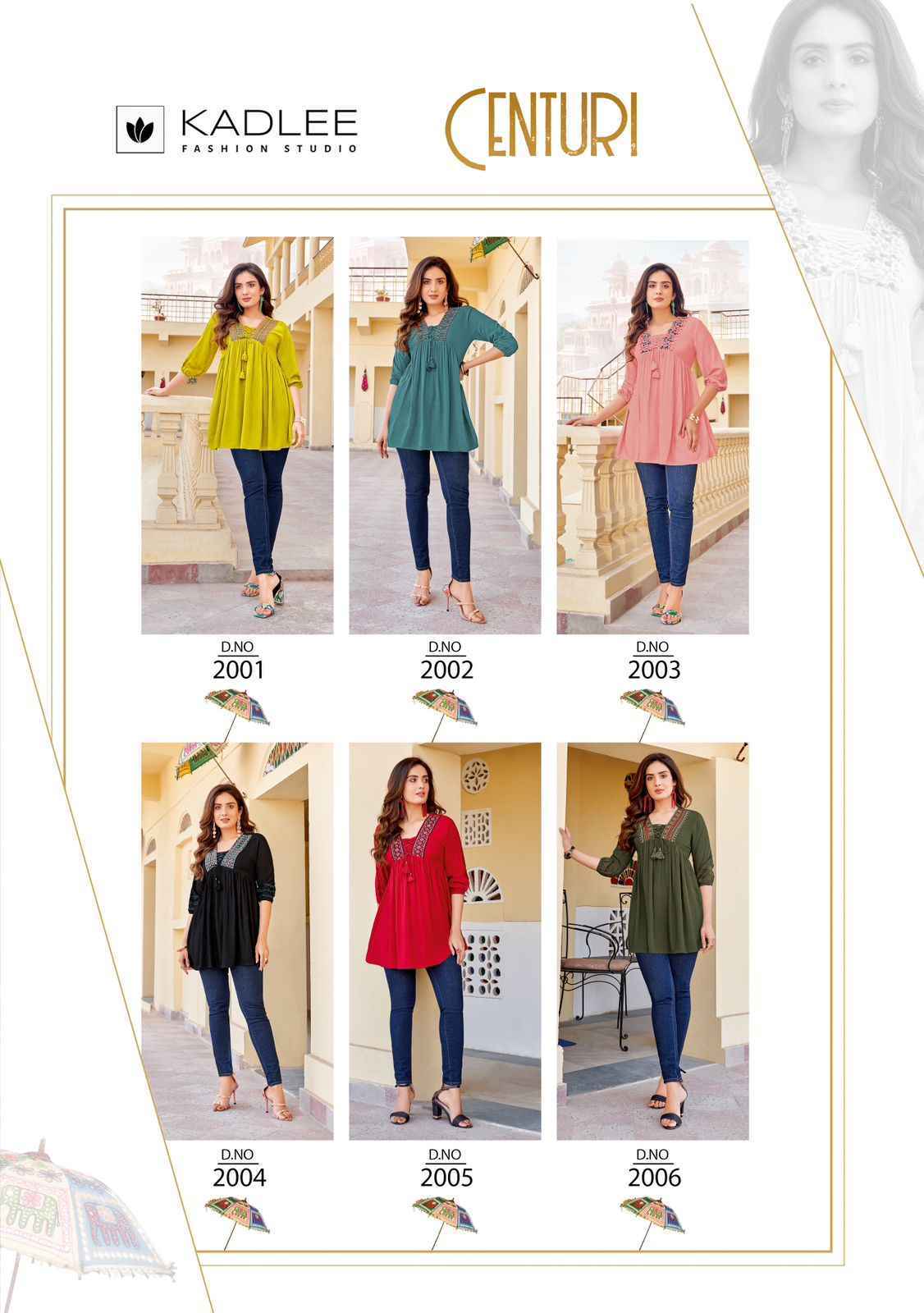 Kadlee Centuri Rayon Embroidery Short Top 6 pcs Cataloge