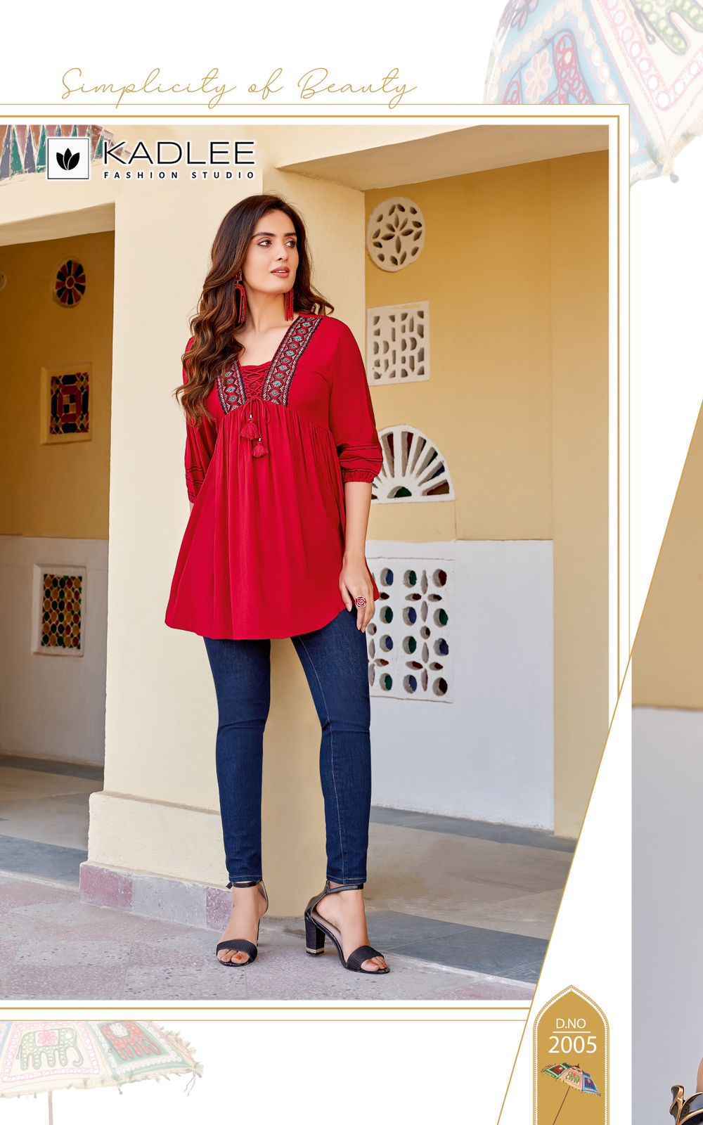 Kadlee Centuri Rayon Embroidery Short Top 6 pcs Cataloge