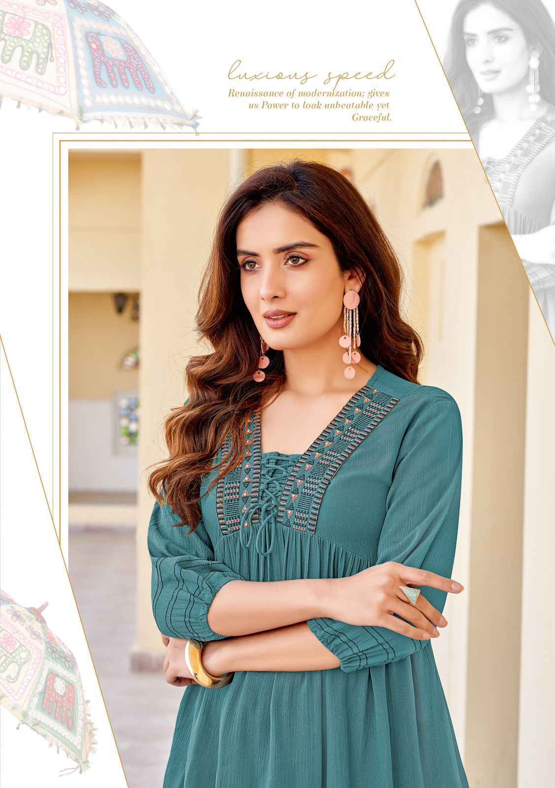 Kadlee Centuri Rayon Embroidery Short Top 6 pcs Cataloge