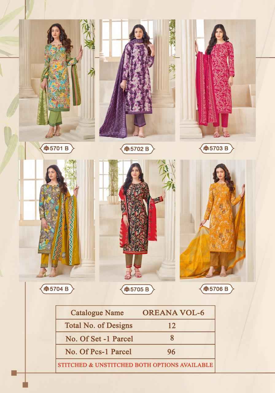 Kala Oreana Vol 6 Cotton Dress Material 12 Pc Catalog