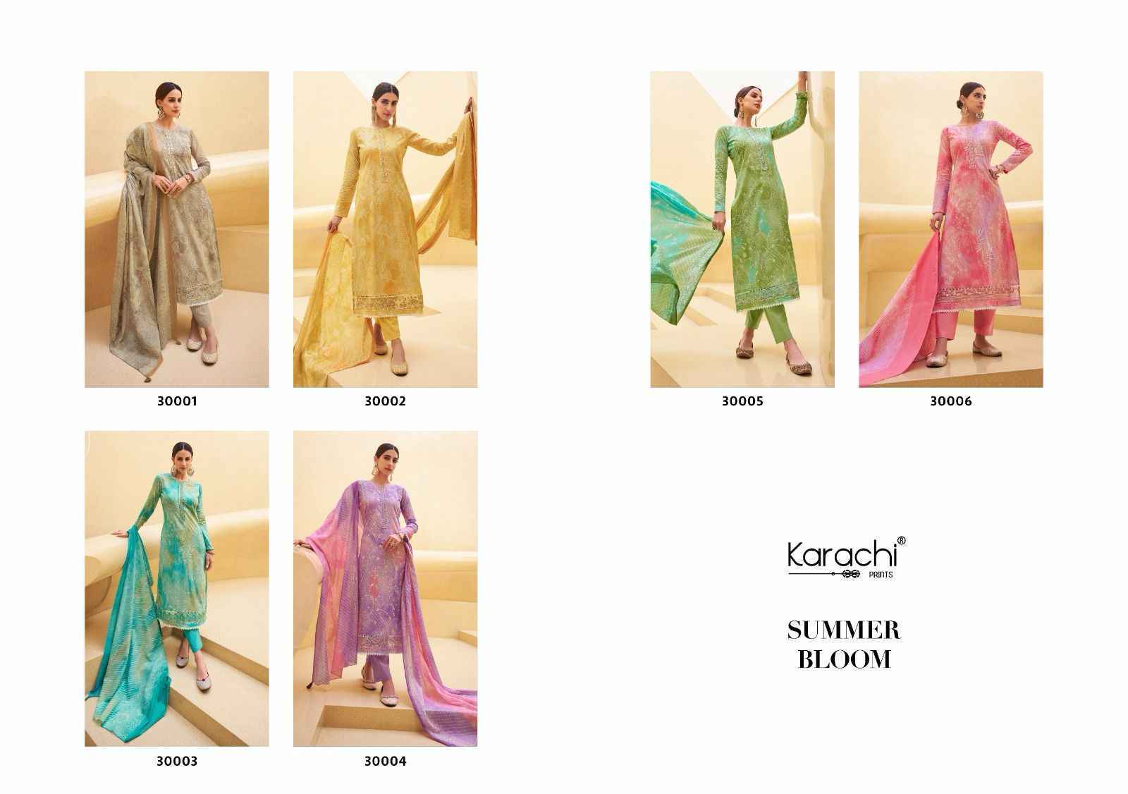 Kesar Karachi Summer Bloom Pure Cambric Lawn Dress Material 6 Pc Catalog