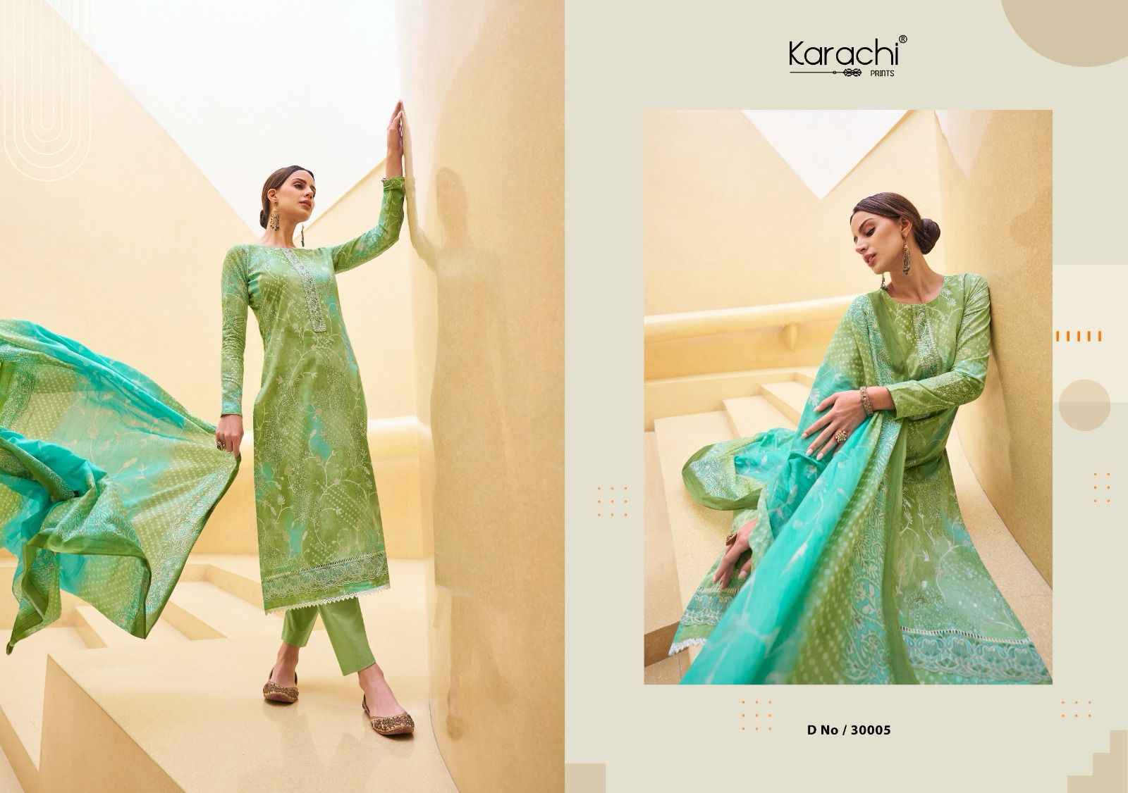 Kesar Karachi Summer Bloom Pure Cambric Lawn Dress Material 6 Pc Catalog