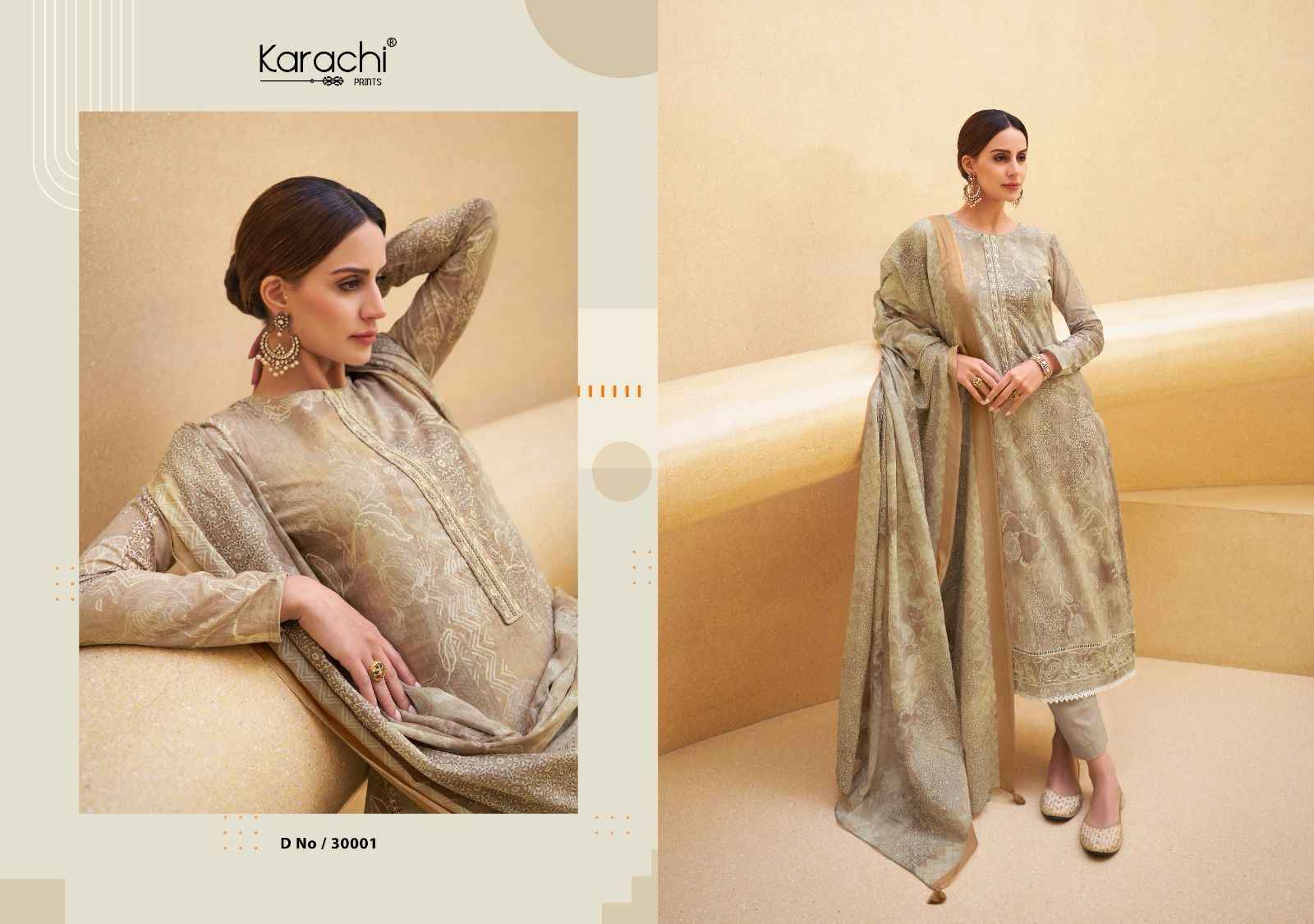 Kesar Karachi Summer Bloom Pure Cambric Lawn Dress Material 6 Pc Catalog