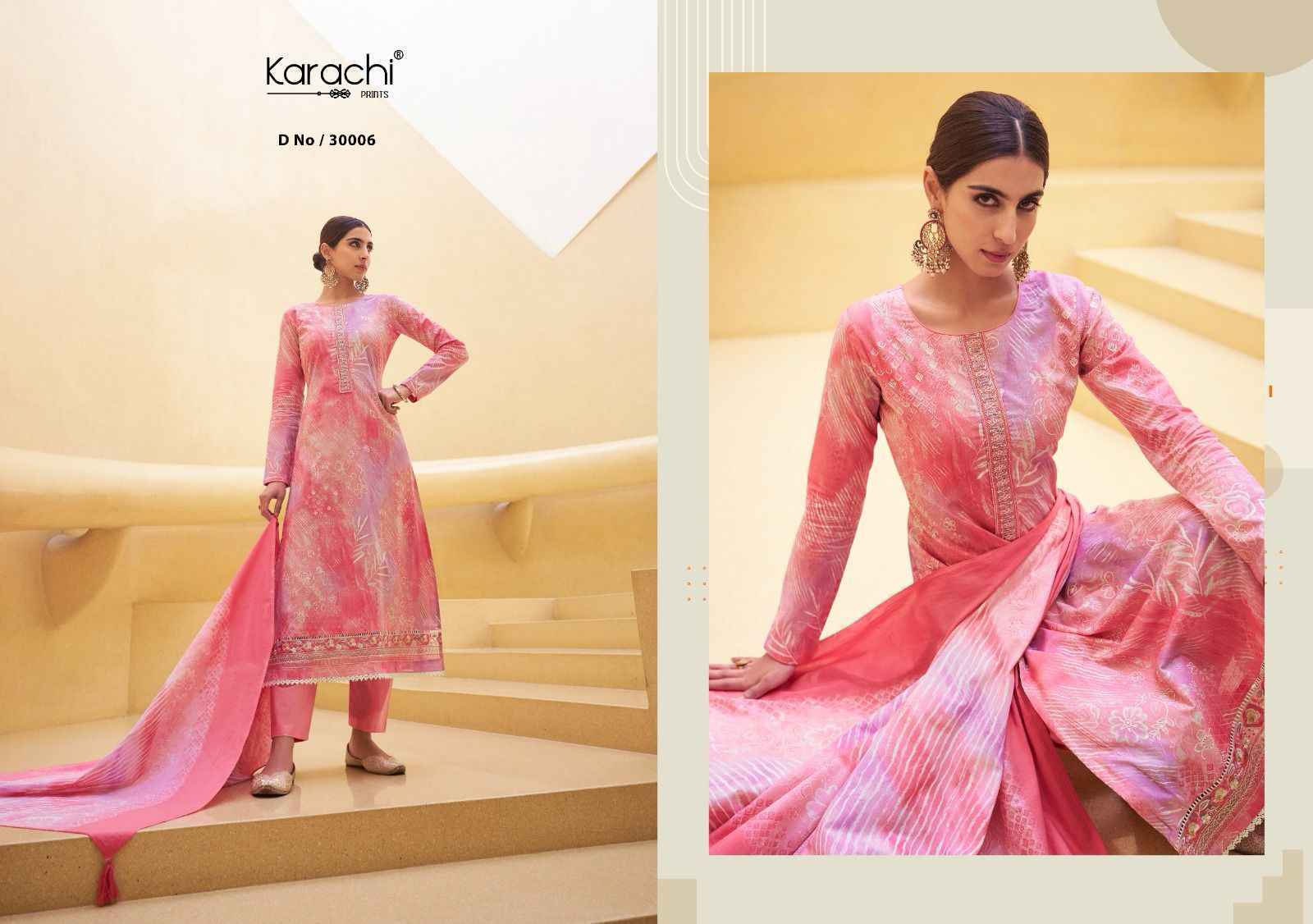 Kesar Karachi Summer Bloom Pure Cambric Lawn Dress Material 6 Pc Catalog