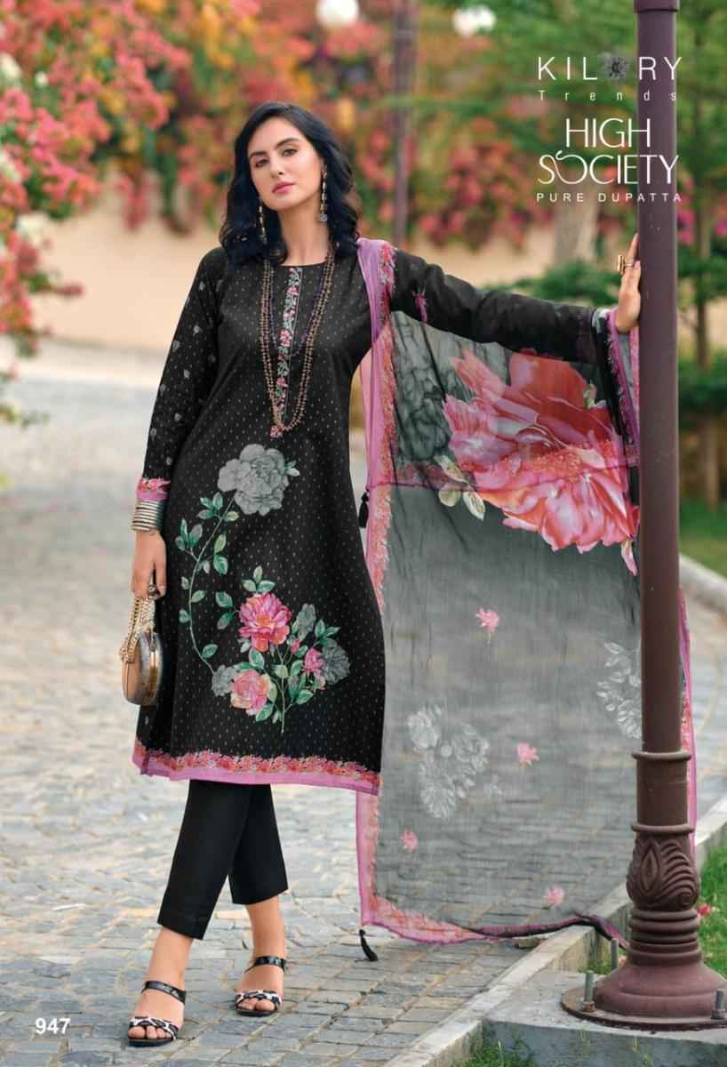 Kilory Trends High Society Pure Lawn Cotton Dress Material 8 Pc Catalog
