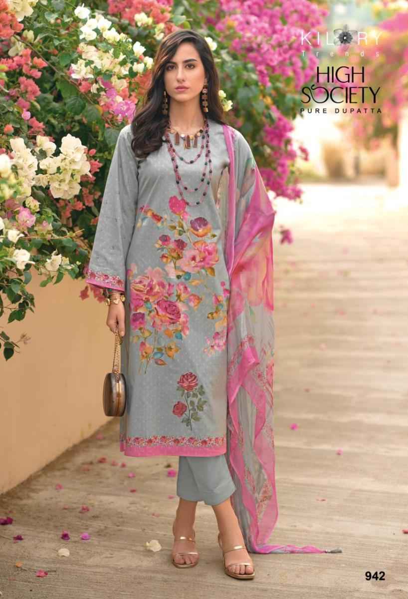 Kilory Trends High Society Pure Lawn Cotton Dress Material 8 Pc Catalog
