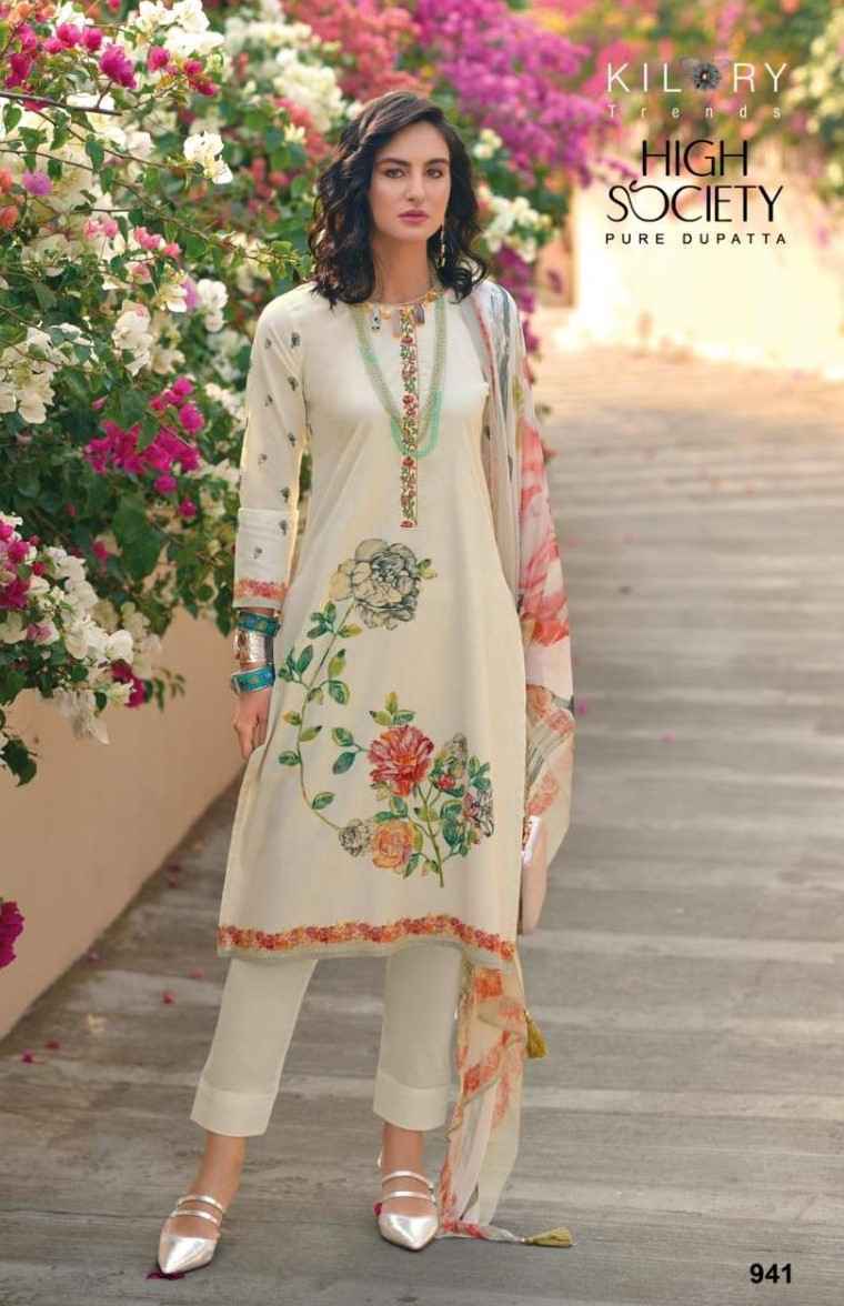 Kilory Trends High Society Pure Lawn Cotton Dress Material 8 Pc Catalog