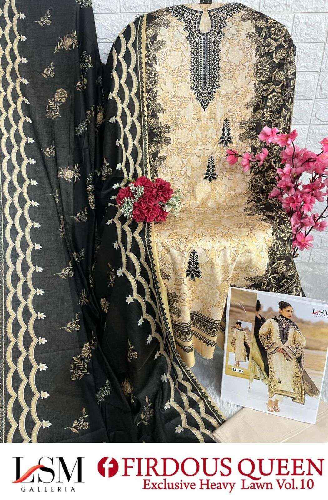 LSM Galleria Firdous Queen Lawn Vol 10 Lawn Cotton Dress Material 6 pcs Catalogue