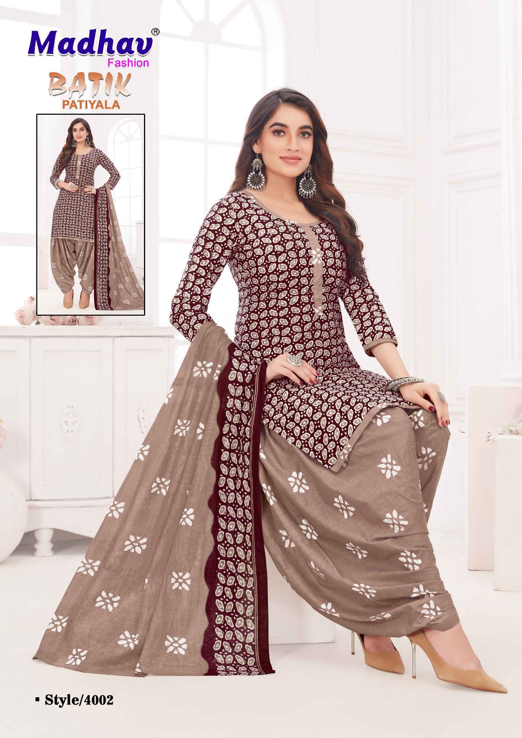 Madhav Fashion Batik Patiyala Vol-4 Cotton Dress Material 10 pcs Catalogue