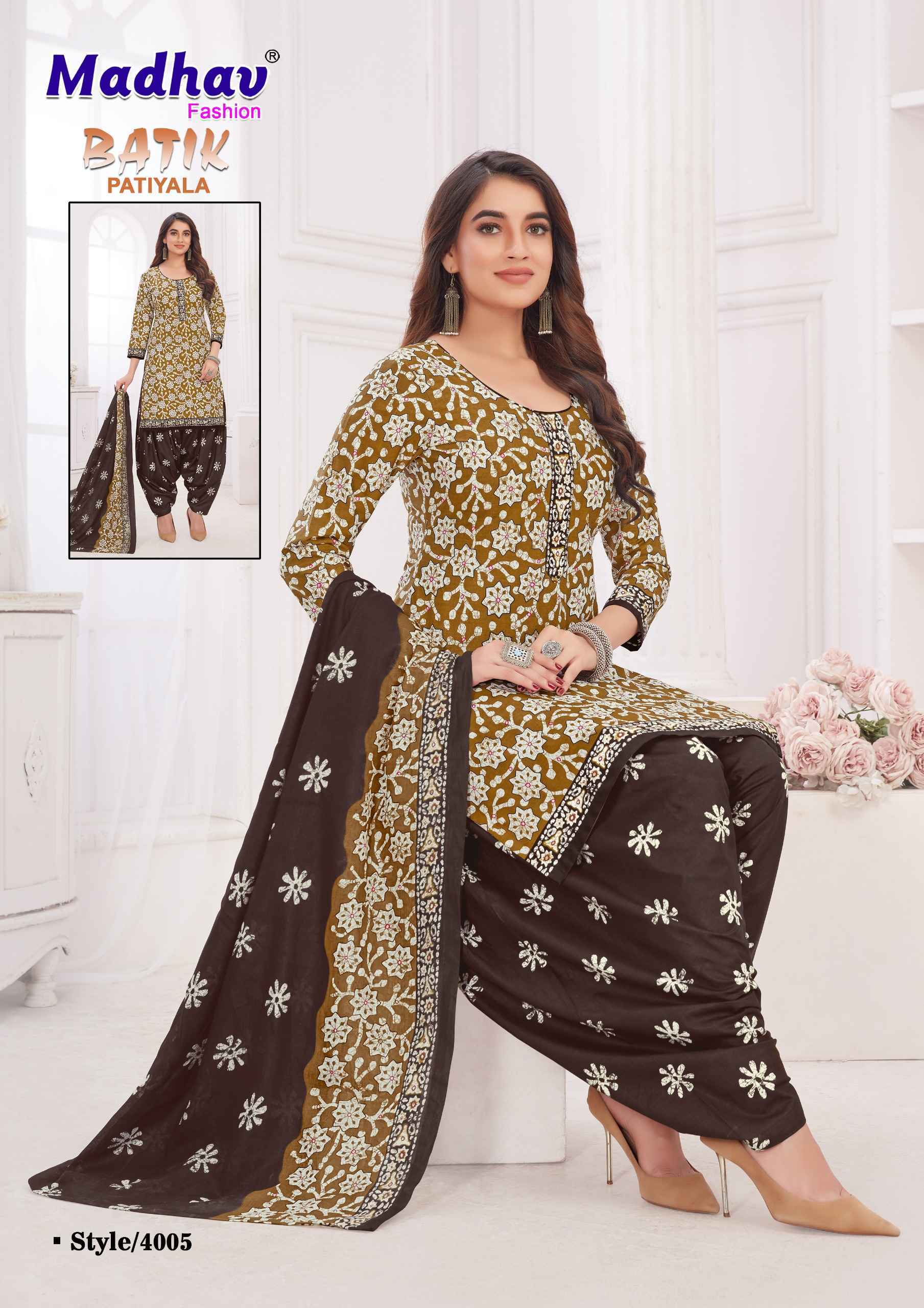 Madhav Fashion Batik Patiyala Vol-4 Cotton Dress Material 10 pcs Catalogue