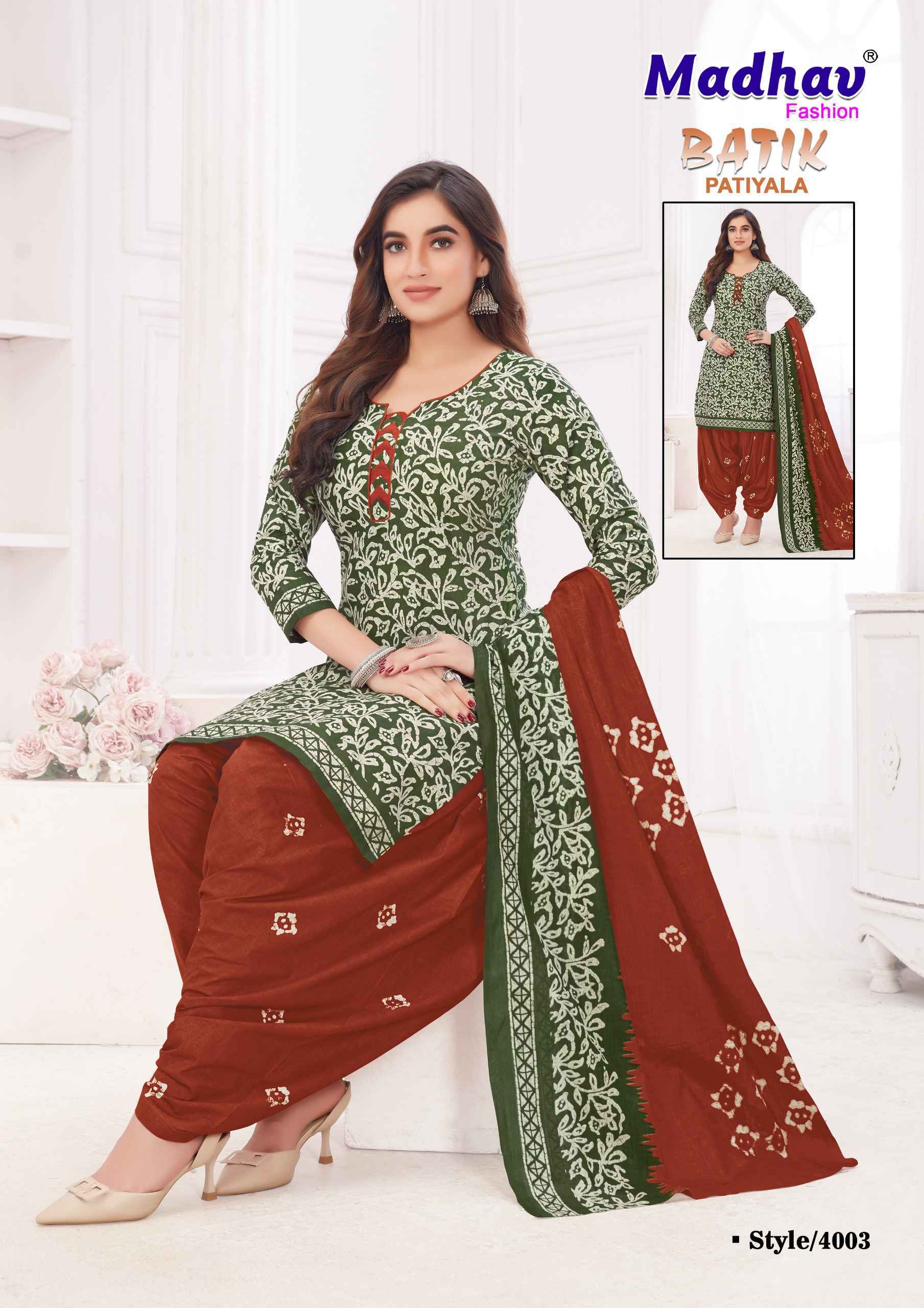 Madhav Fashion Batik Patiyala Vol-4 Cotton Dress Material 10 pcs Catalogue