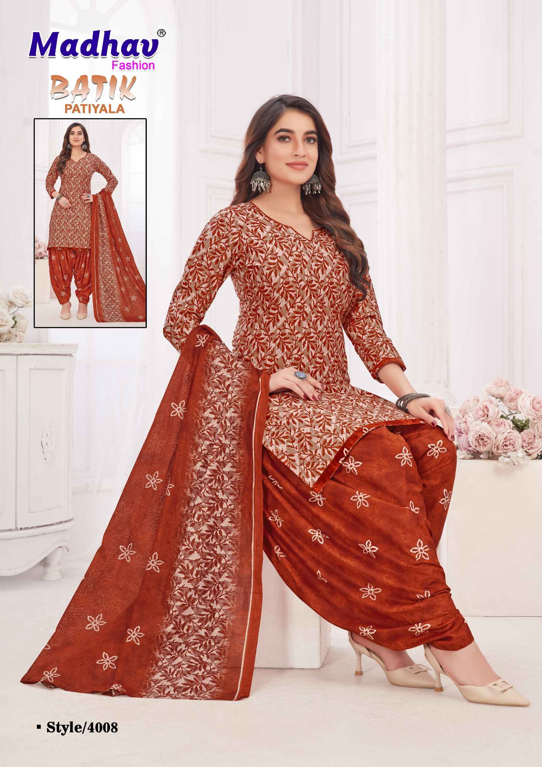 Madhav Fashion Batik Patiyala Vol-4 Cotton Dress Material 10 pcs Catalogue