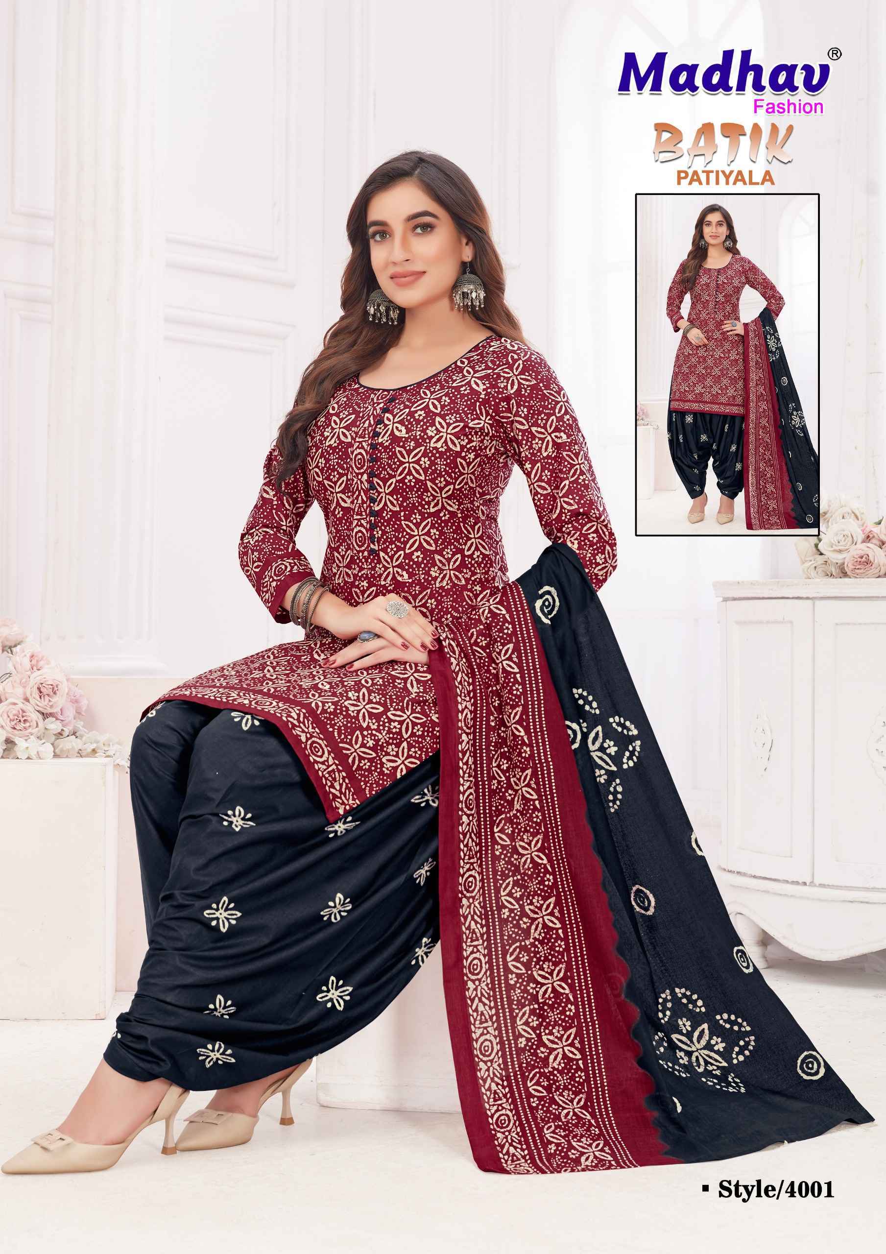 Madhav Fashion Batik Patiyala Vol-4 Cotton Dress Material 10 pcs Catalogue