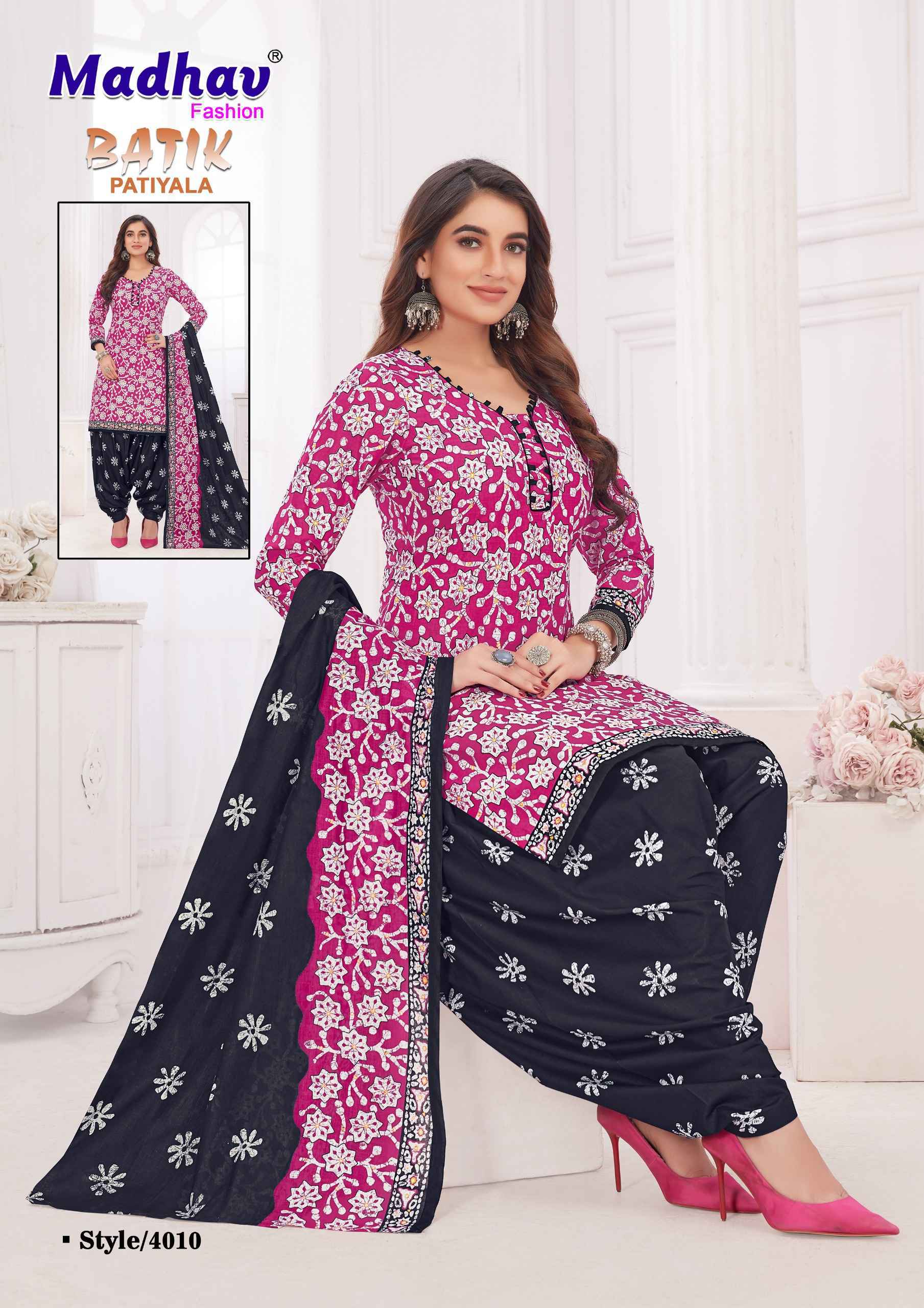 Madhav Fashion Batik Patiyala Vol-4 Cotton Dress Material 10 pcs Catalogue