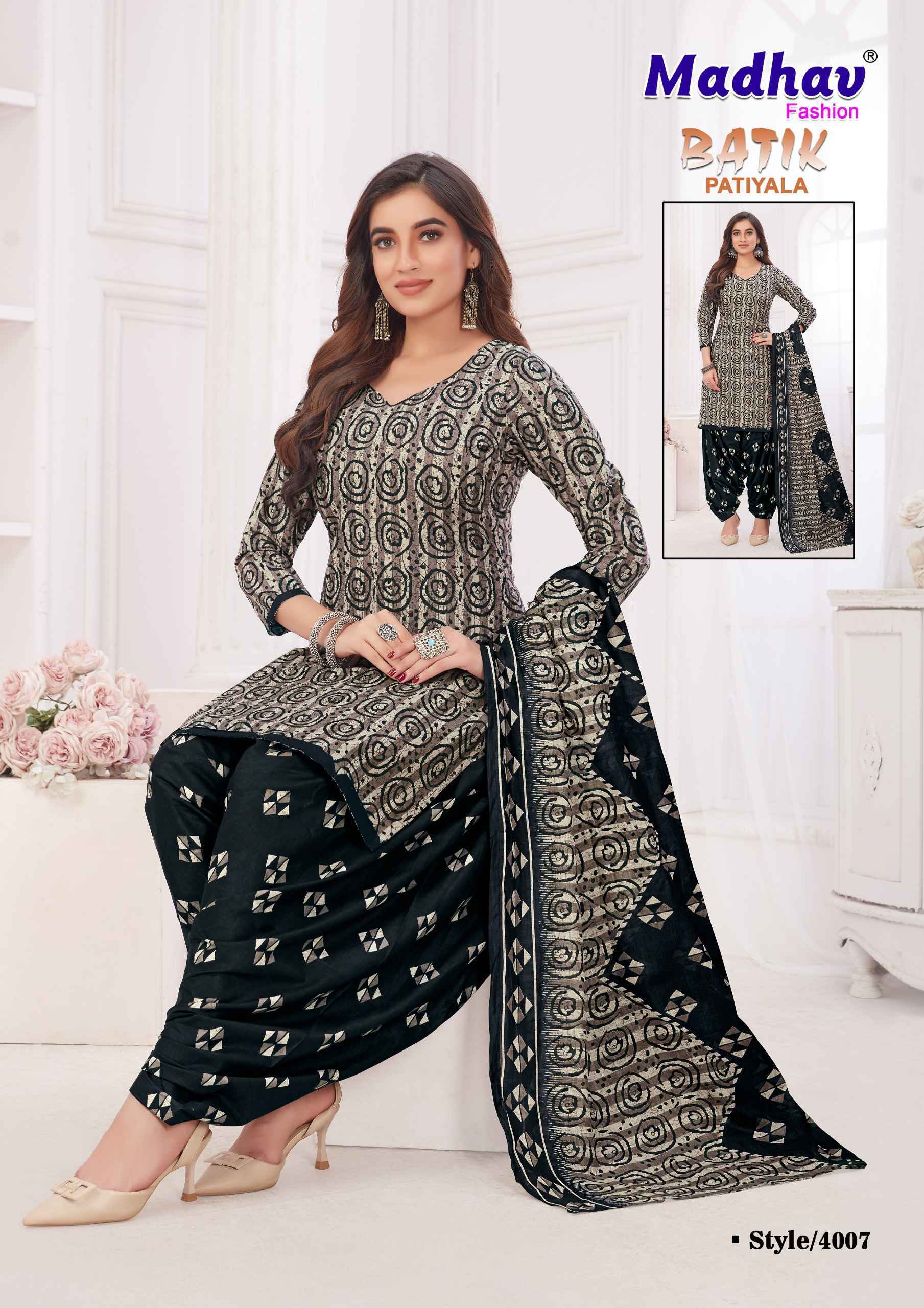 Madhav Fashion Batik Patiyala Vol-4 Cotton Dress Material 10 pcs Catalogue