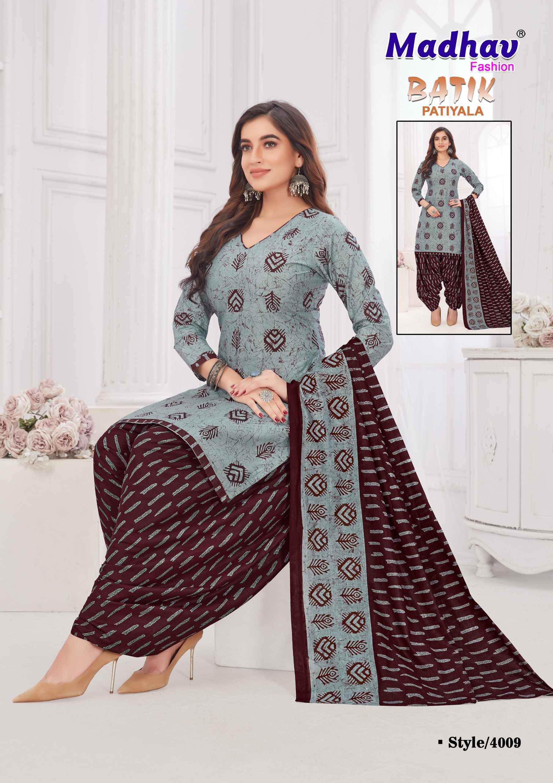 Madhav Fashion Batik Patiyala Vol-4 Cotton Dress Material 10 pcs Catalogue
