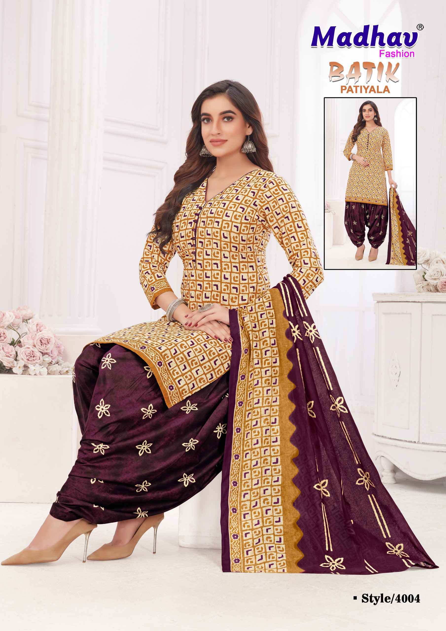 Madhav Fashion Batik Patiyala Vol-4 Cotton Dress Material 10 pcs Catalogue