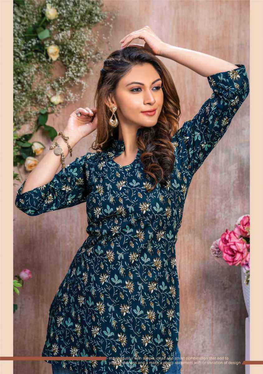Mayur Crystel Heavy Print Tunic Top 6 pcs Cataloge