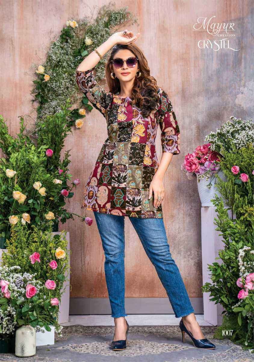 Mayur Crystel Heavy Print Tunic Top 6 pcs Cataloge