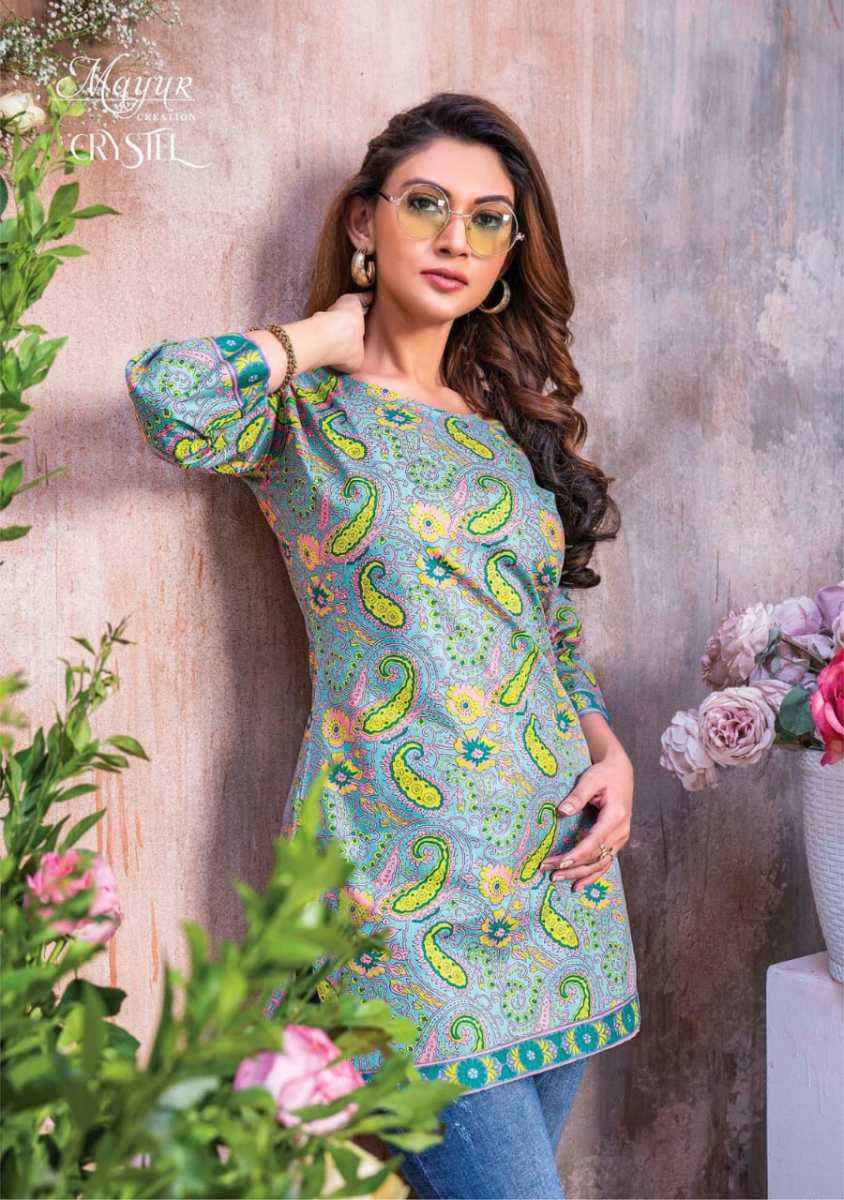 Mayur Crystel Heavy Print Tunic Top 6 pcs Cataloge