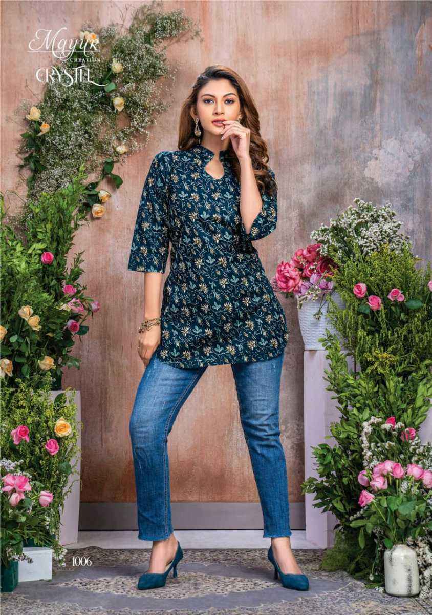Mayur Crystel Heavy Print Tunic Top 6 pcs Cataloge