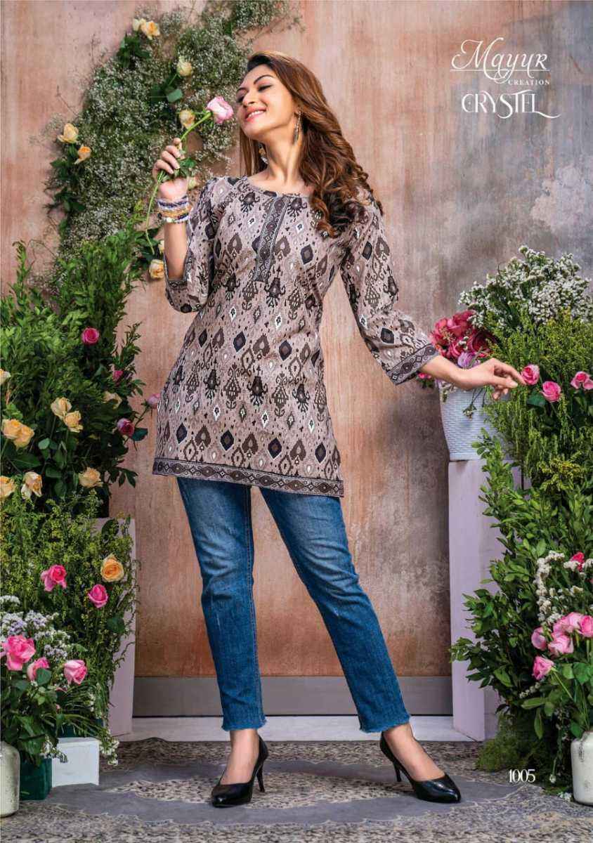 Mayur Crystel Heavy Print Tunic Top 6 pcs Cataloge