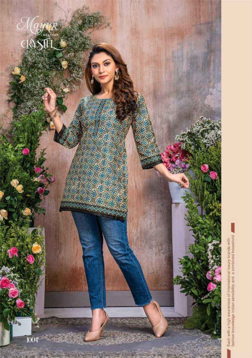 Mayur Crystel Heavy Print Tunic Top 6 pcs Cataloge