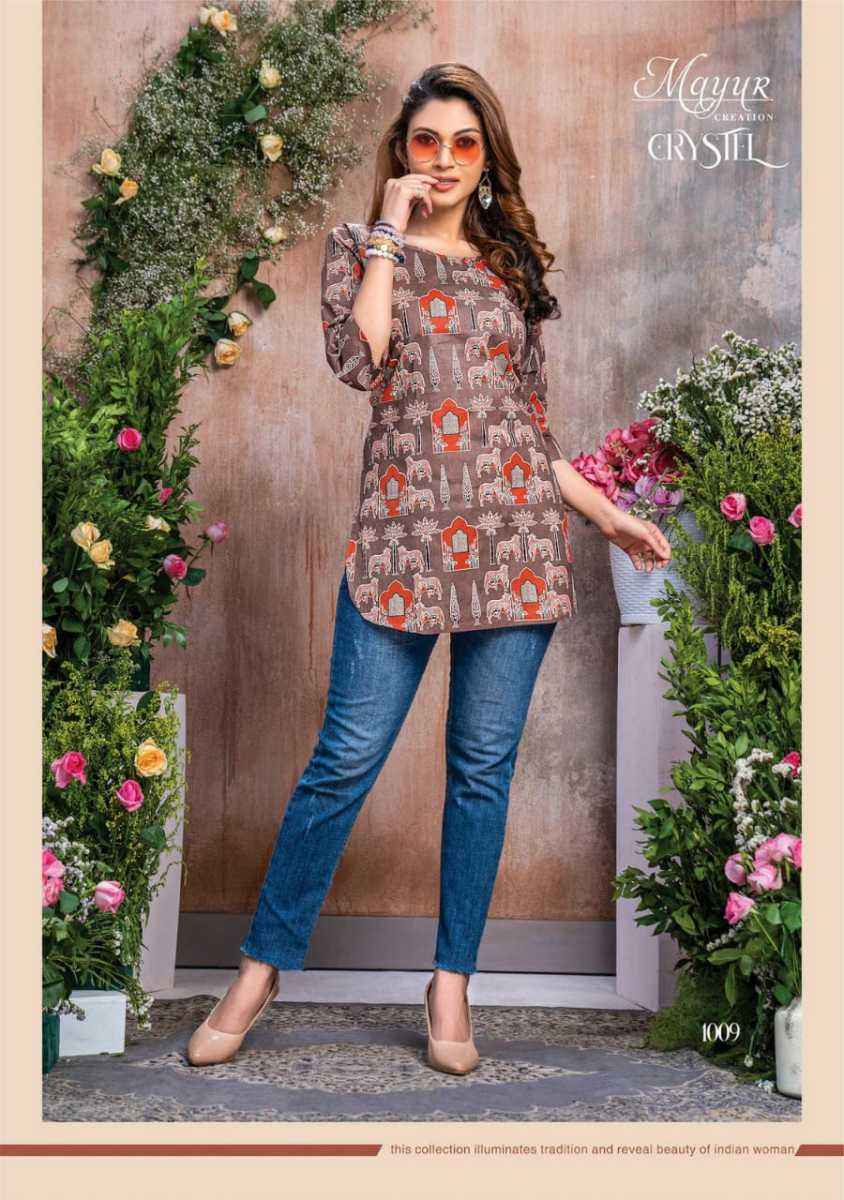 Mayur Crystel Heavy Print Tunic Top 6 pcs Cataloge