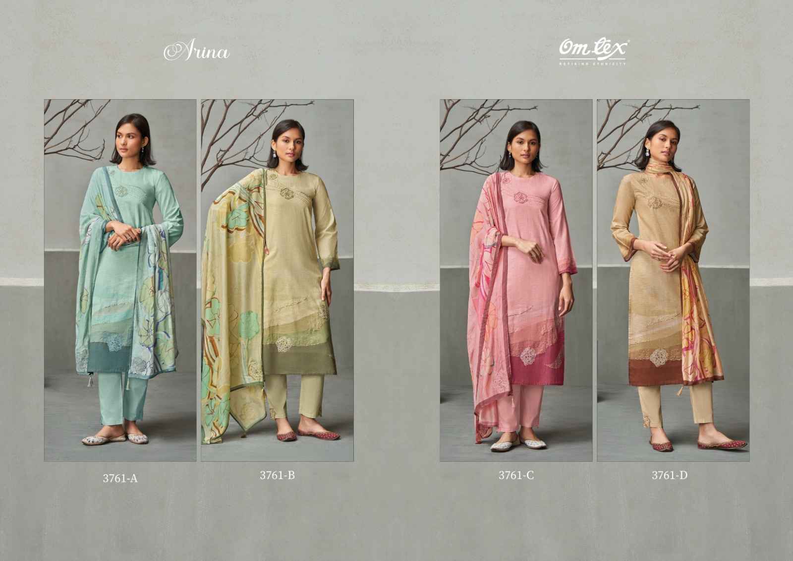 Omtex Alina Linen Cotton Dress Material 4 Pc Catalog