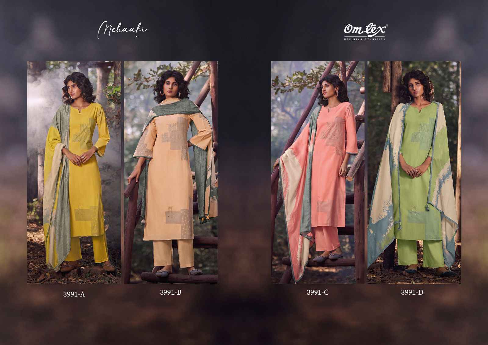 Omtex Mehaaki Lawn Cotton Dress Material 4 Pc Catalog