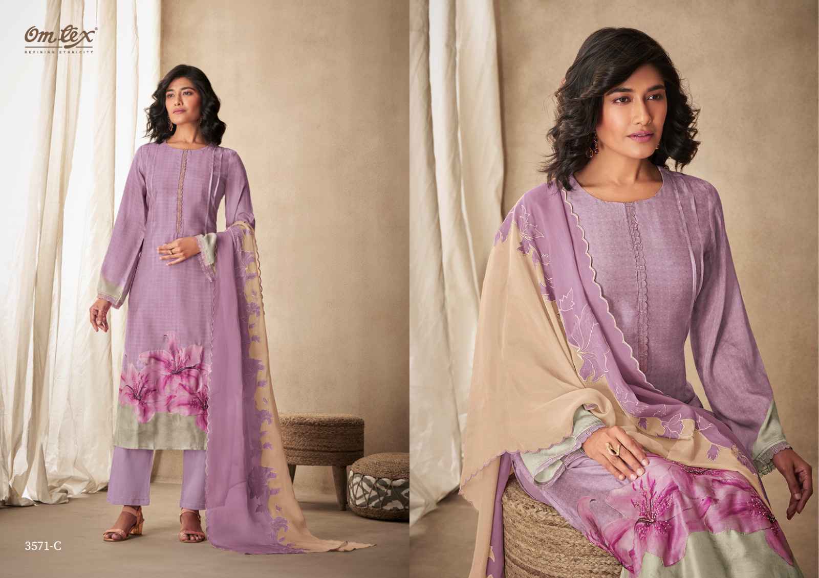 Omtex Mehaanshi Daisy Silk Dress Material 4 Pc Catalouge