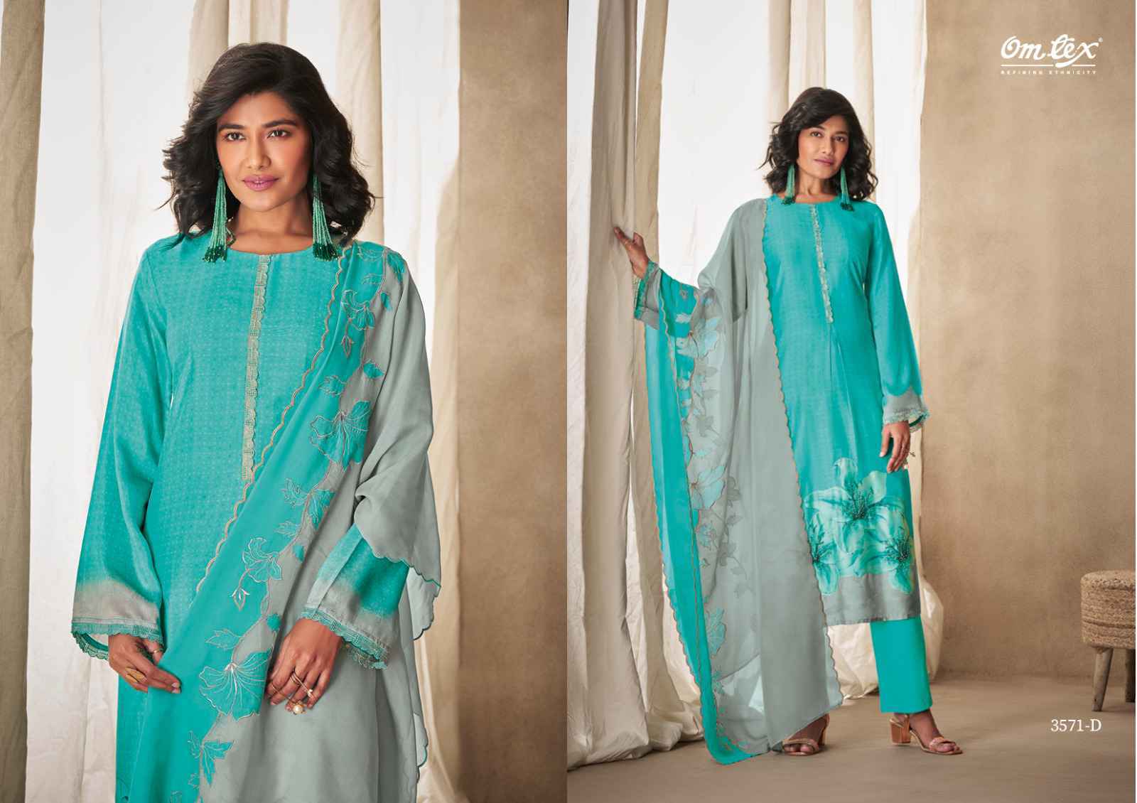 Omtex Mehaanshi Daisy Silk Dress Material 4 Pc Catalouge