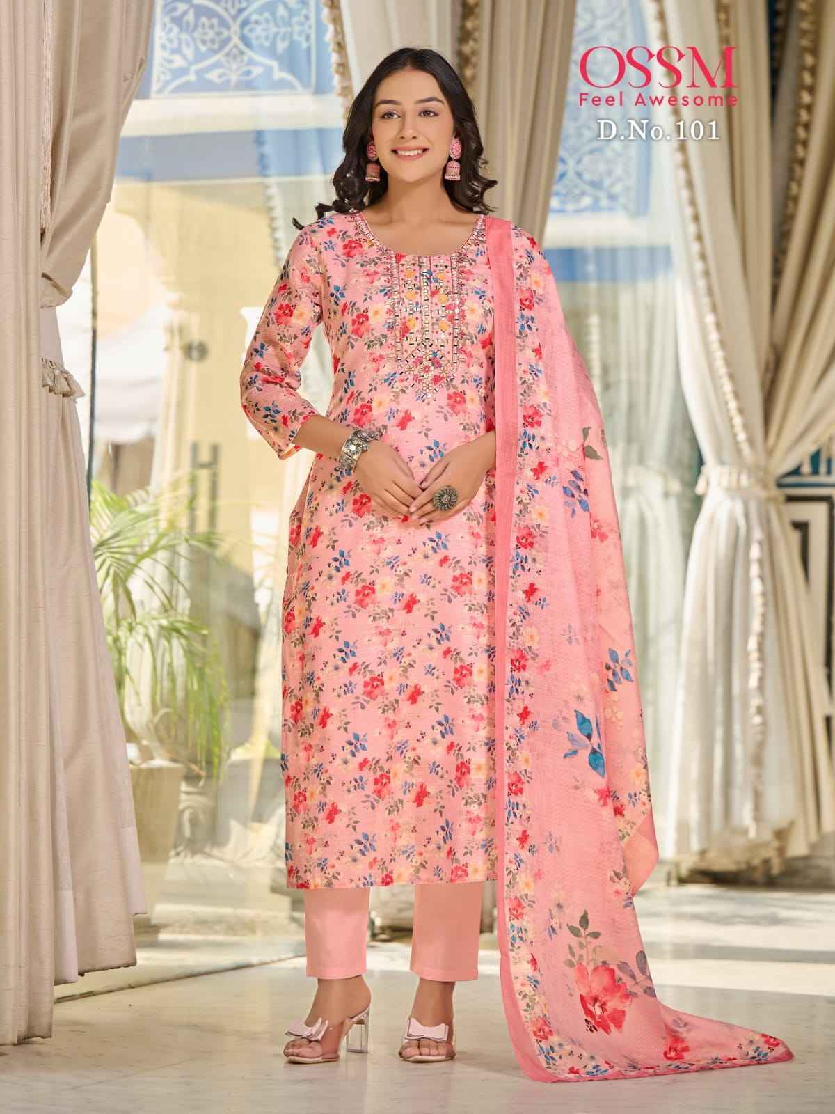 Ossm Gulnaaz Premium Cotton Linen Digital Print Readymade Suit 6 Pc Catalog