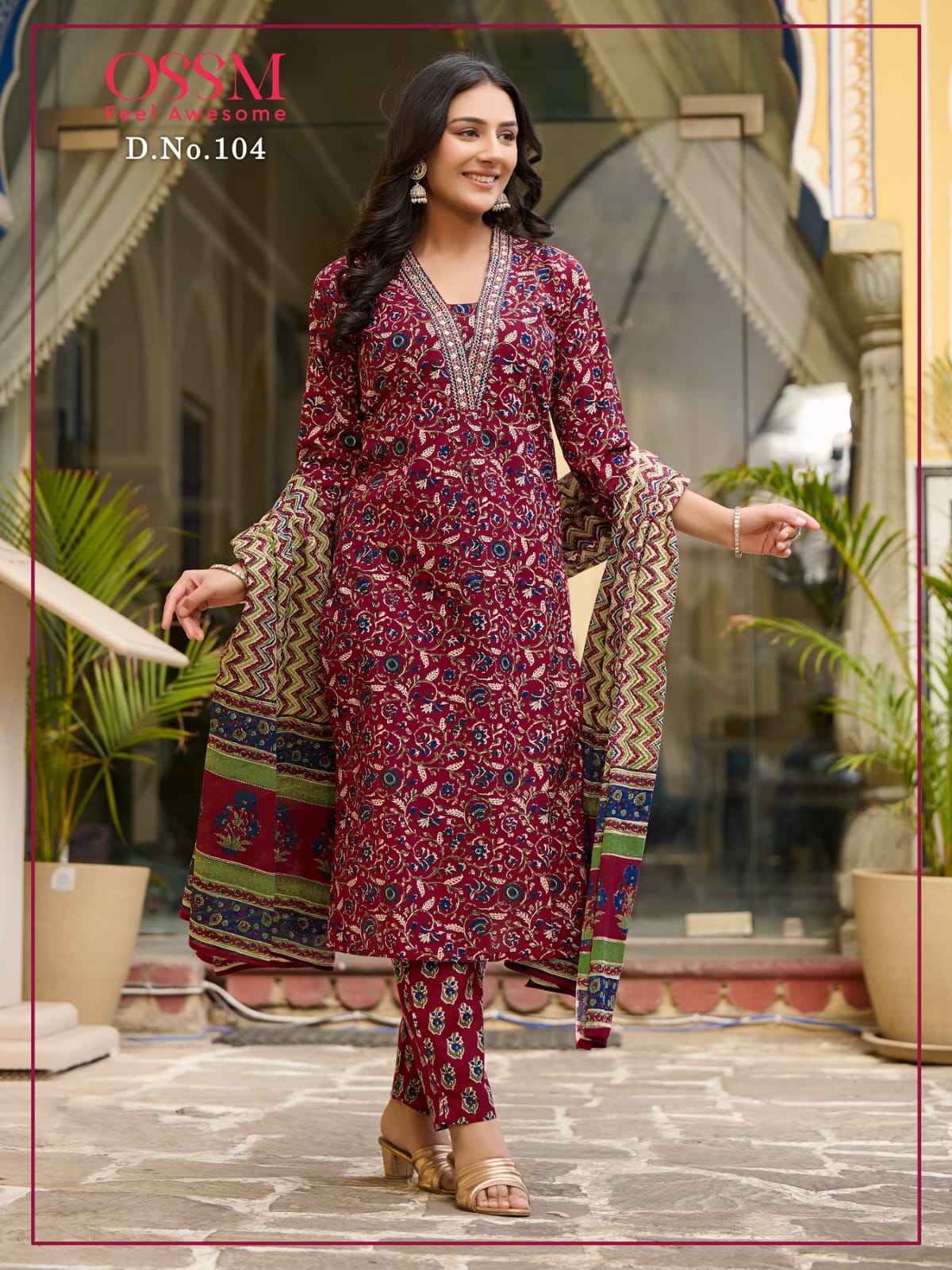 Ossm Malhar Cotton Print Readymade Suit 6 Pc Catalog