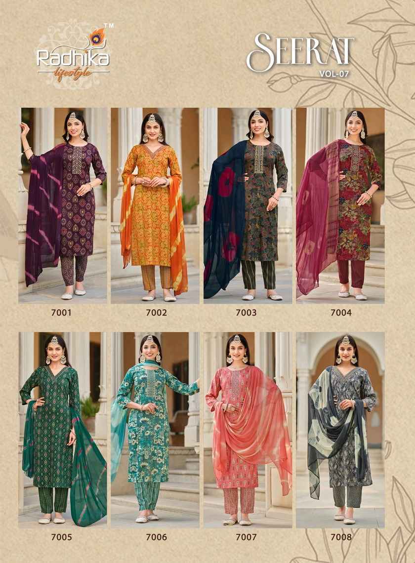 Radhika Lifestyle Seerat Vol-7 Rayon Readymade Suit 8 pc Cataloge