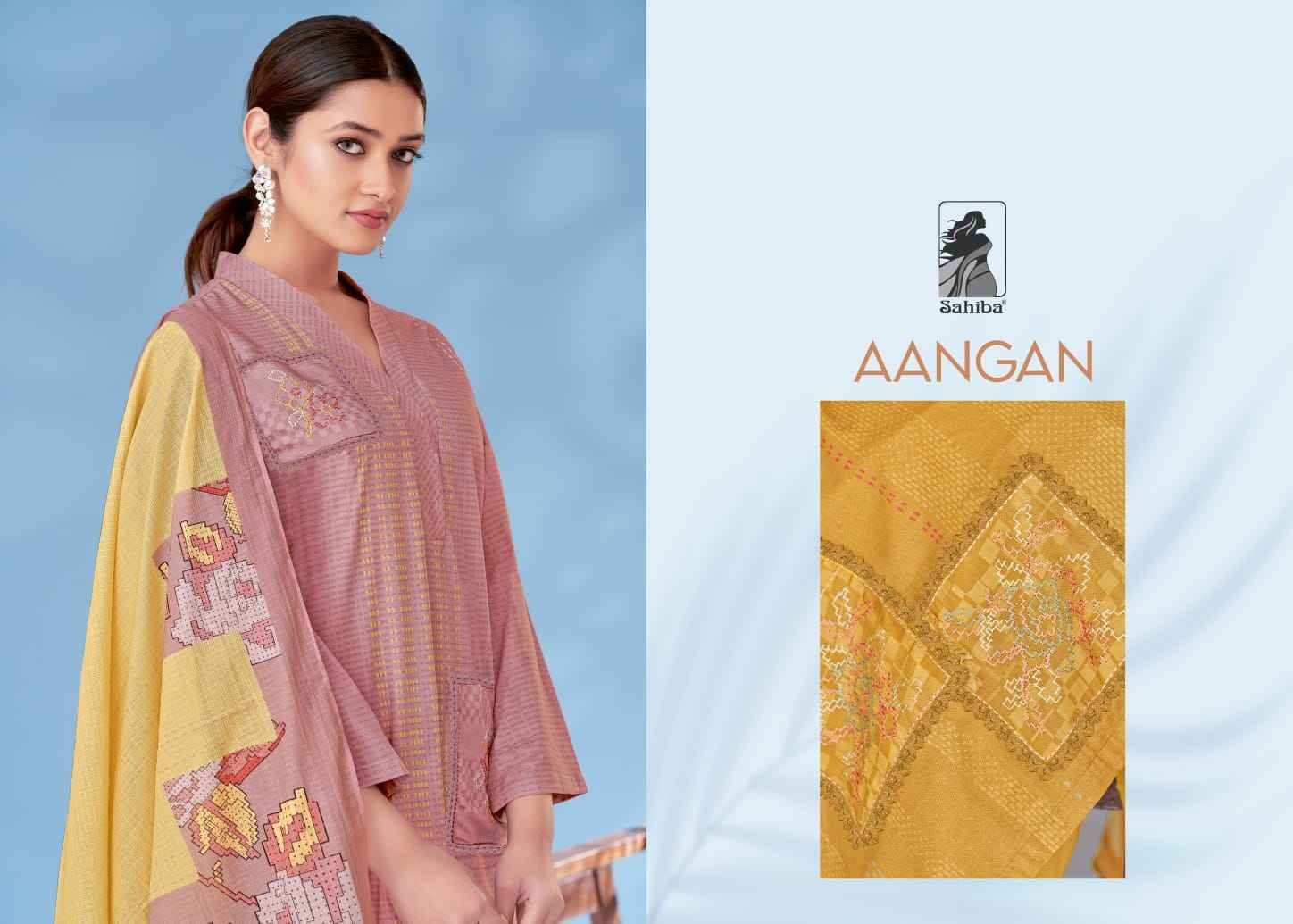 Sahiba Aangan Moscow Cotton Dress Material 4 Pc Catalog