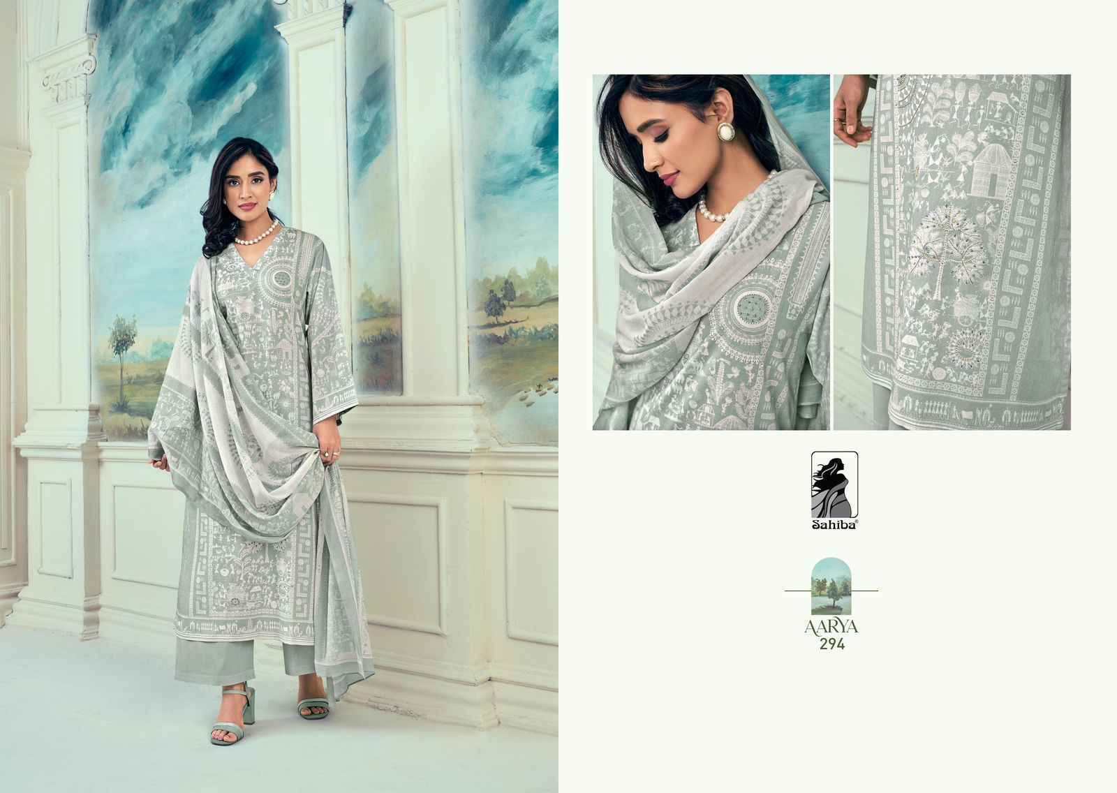 Sahiba Aarya Pure Cotton Lawn Print Dress Material 5 Pc Catalog