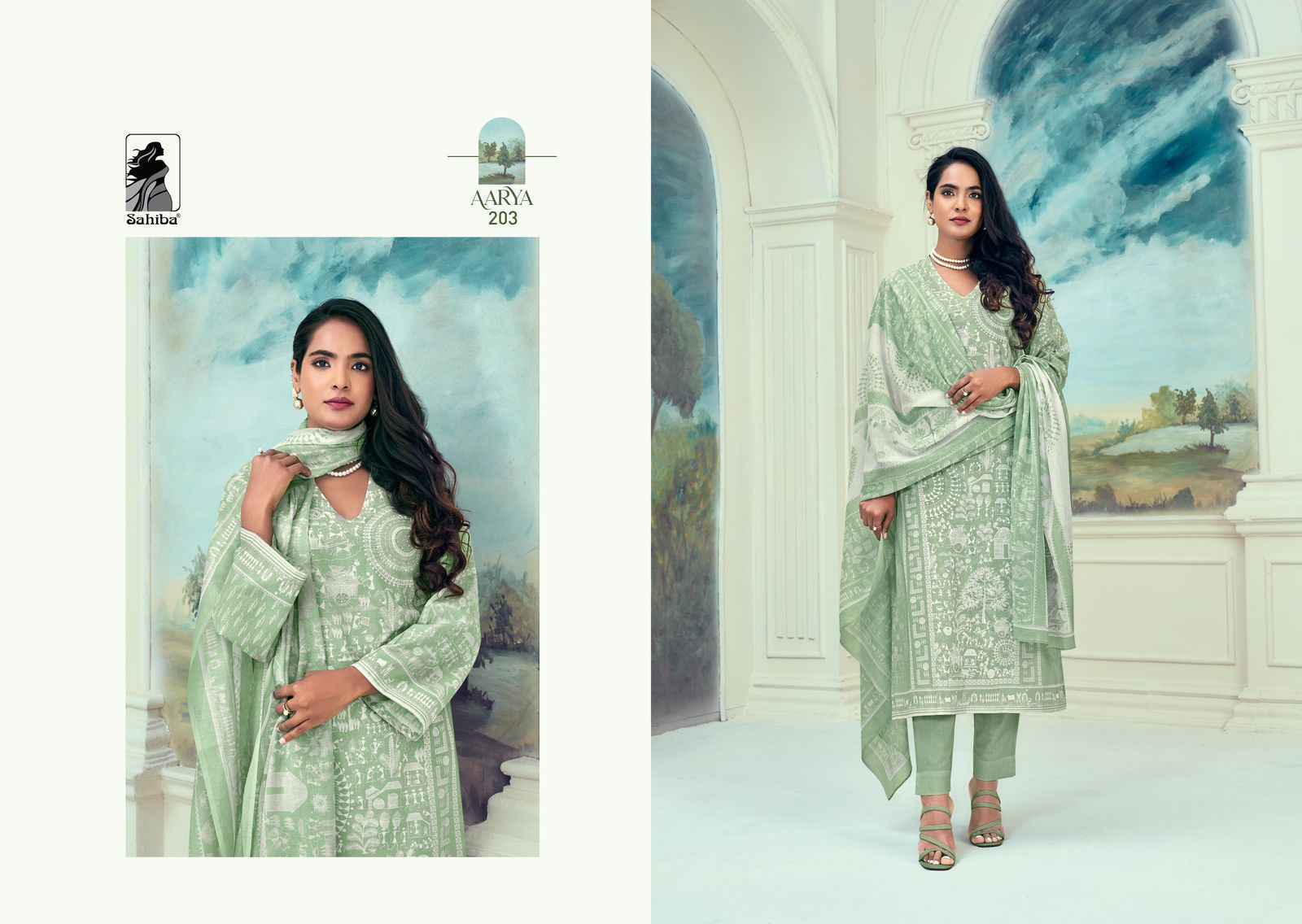 Sahiba Aarya Pure Cotton Lawn Print Dress Material 5 Pc Catalog