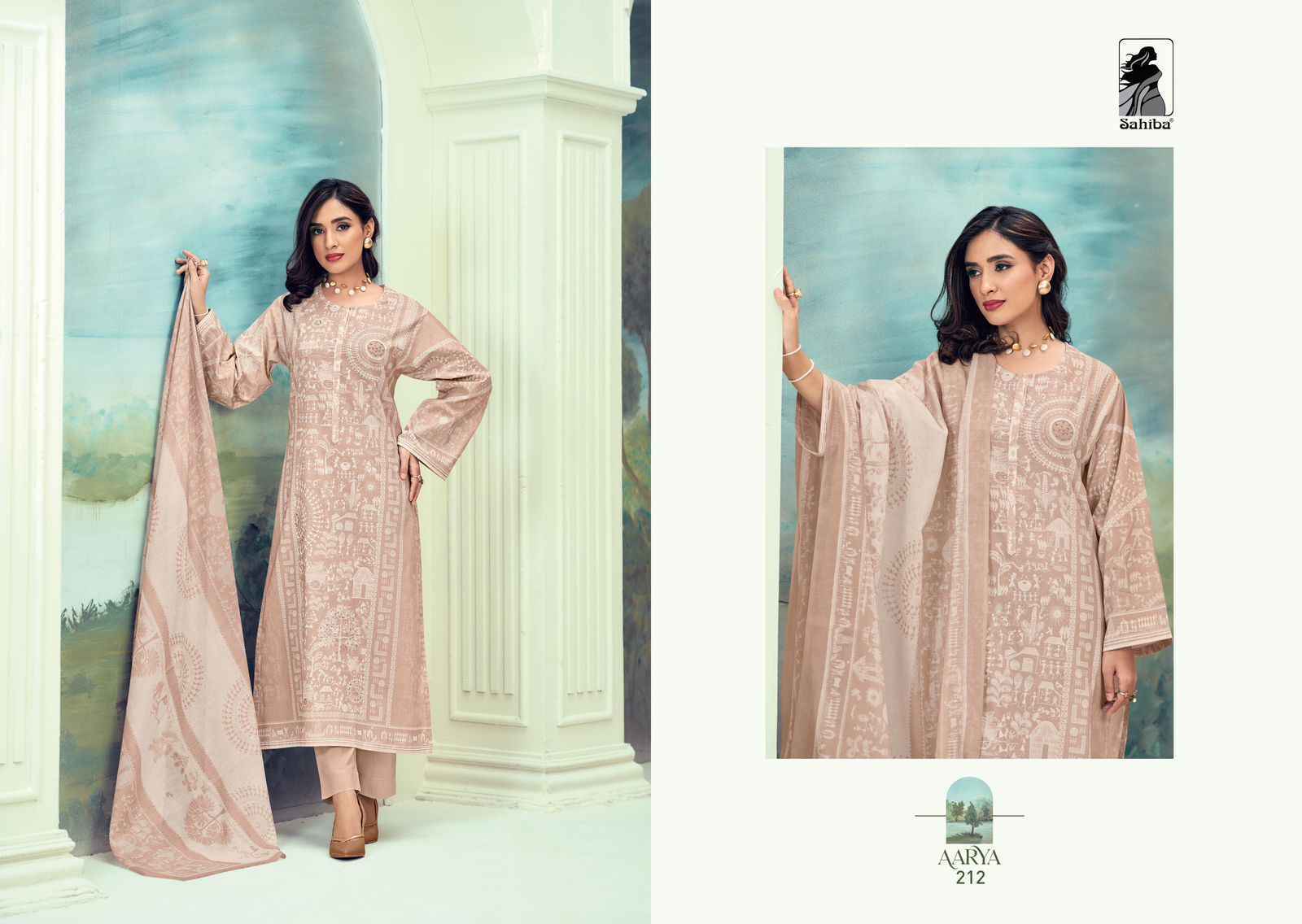 Sahiba Aarya Pure Cotton Lawn Print Dress Material 5 Pc Catalog