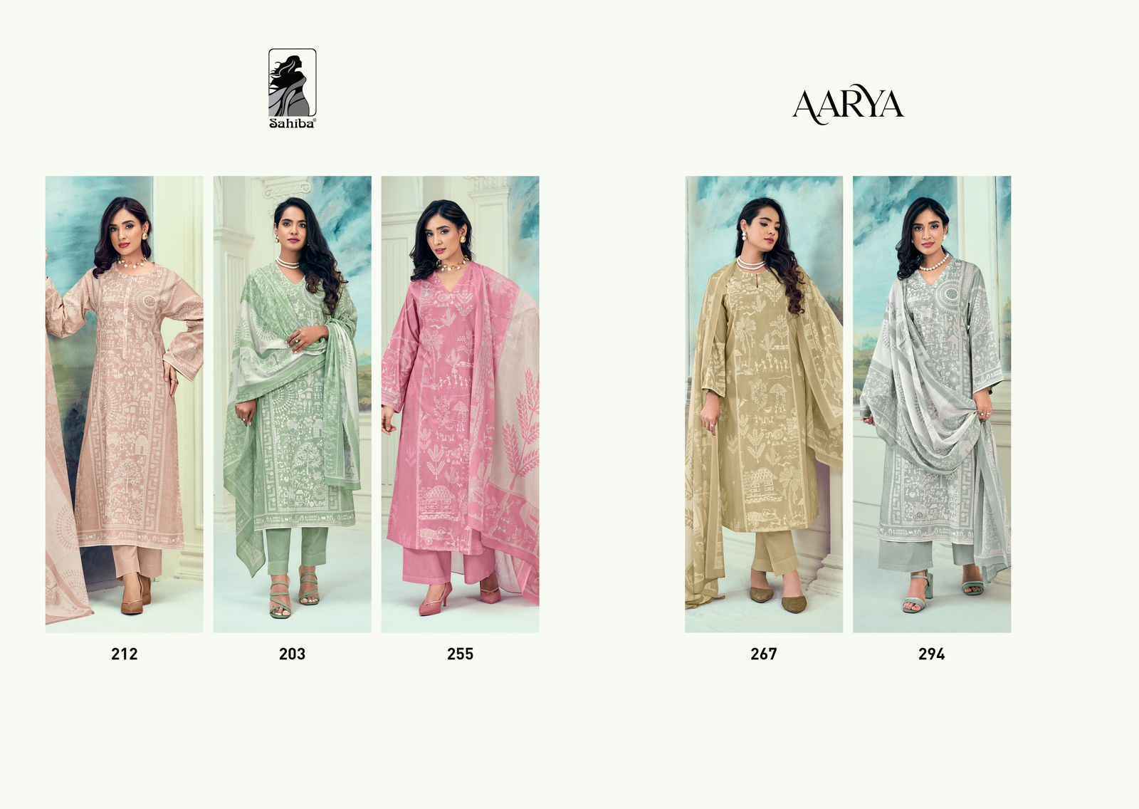 Sahiba Aarya Pure Cotton Lawn Print Dress Material 5 Pc Catalog