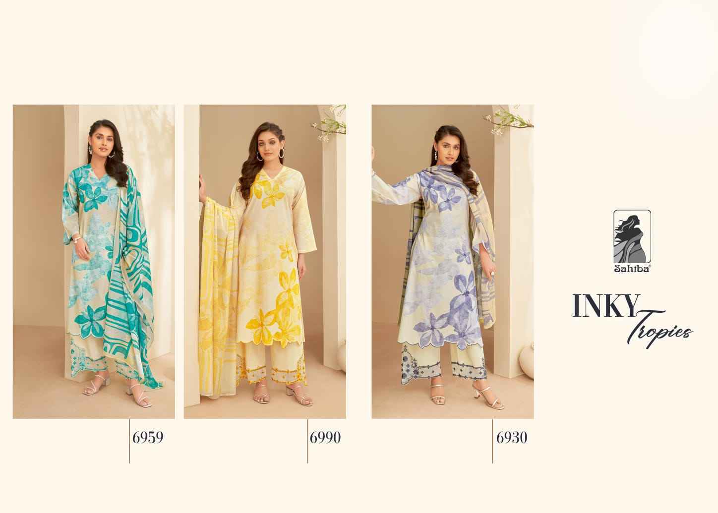 Sahiba Inky Tropies Moscow Cotton Dress Material 3 Pc Catalog