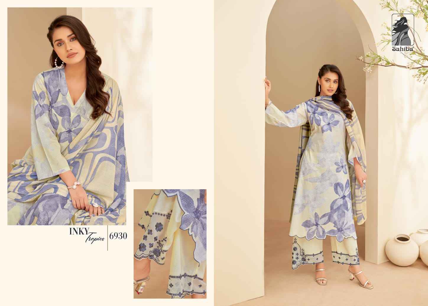 Sahiba Inky Tropies Moscow Cotton Dress Material 3 Pc Catalog