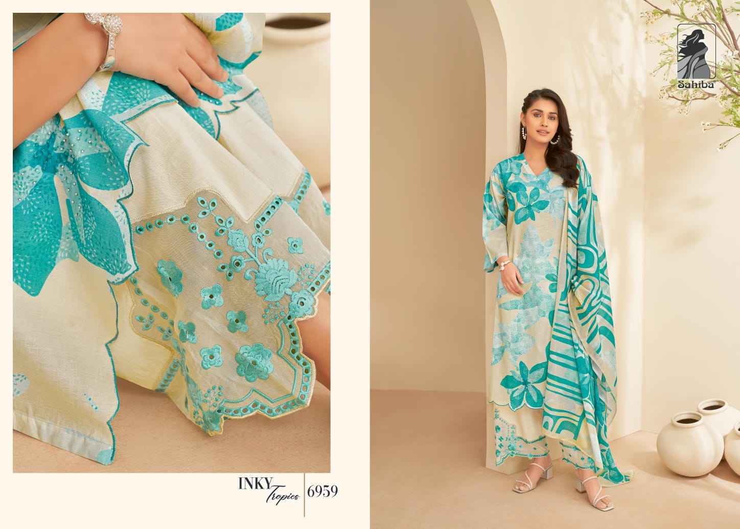 Sahiba Inky Tropies Moscow Cotton Dress Material 3 Pc Catalog