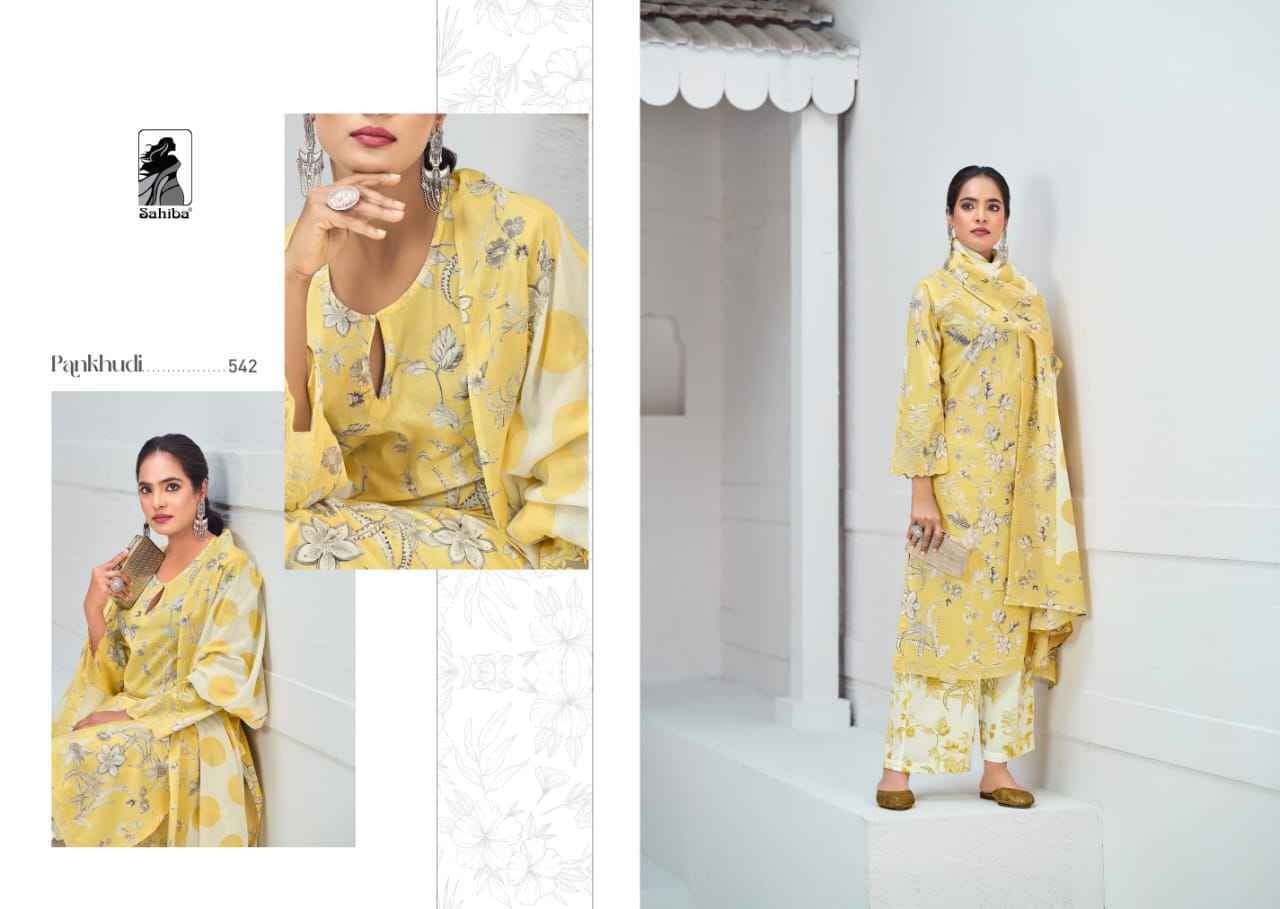 Sahiba Pankhudi Moscow Cotton Dress Material 4 Pc Catalog