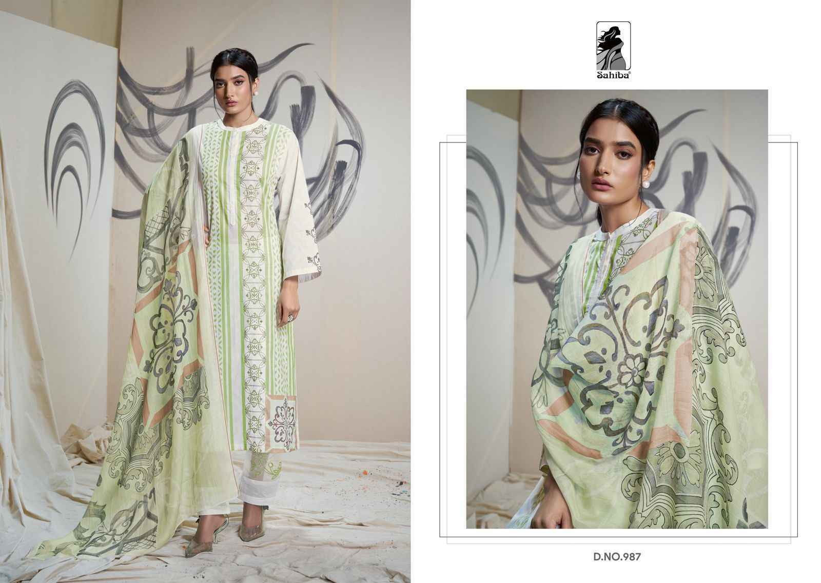 Sahiba Rosy Lawn Cotton Dress Material 3 Pc Catalouge