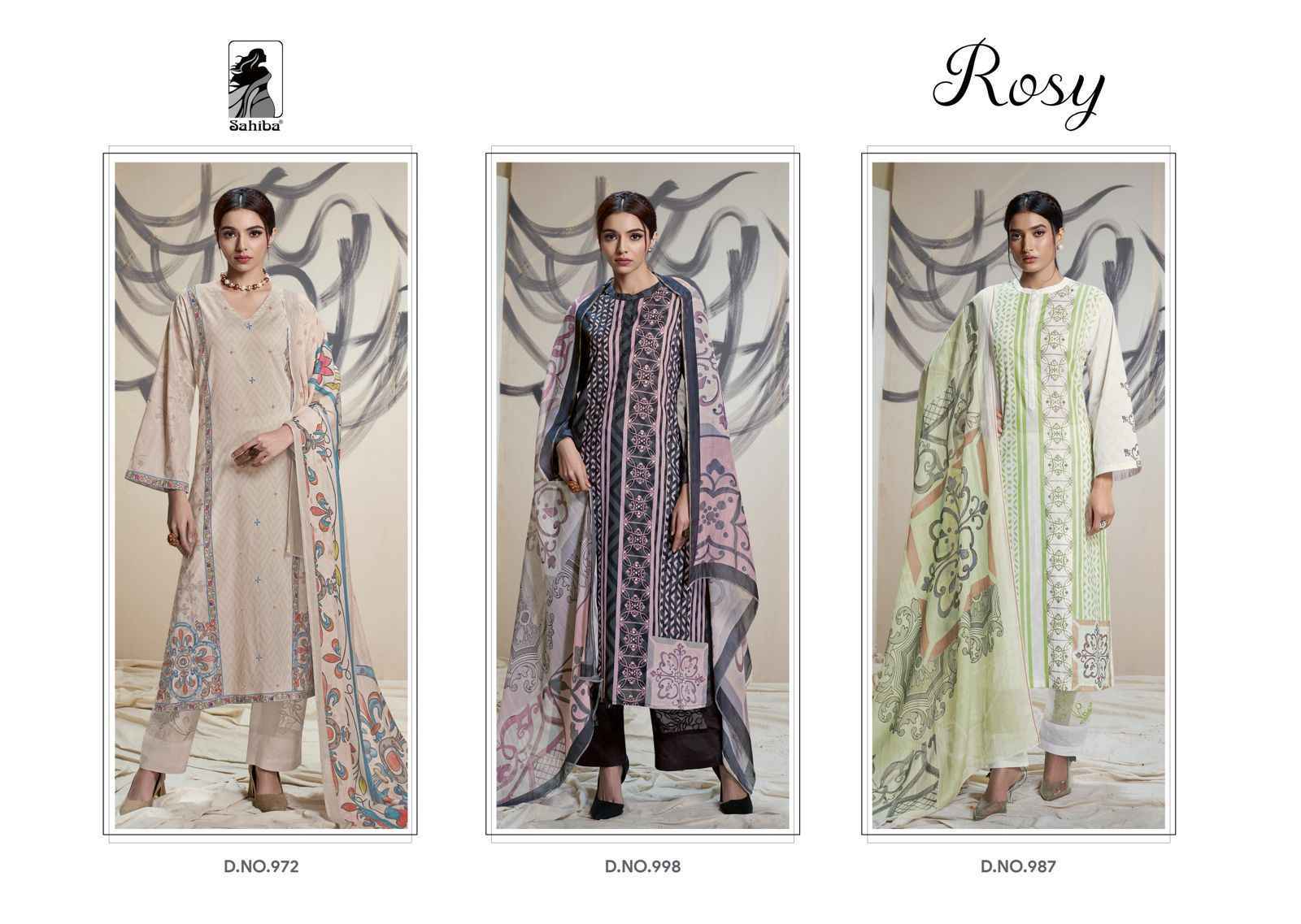 Sahiba Rosy Lawn Cotton Dress Material 3 Pc Catalouge